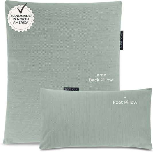 BADESOFA® Luxury Bath Pillow Set 2-Piece – Large Back Pillow & Foot Pillow for Tub – Spa-Grade Comfort for Head, Neck, Back & Feet – Quick Drying Bathtub Cushion Set in Green