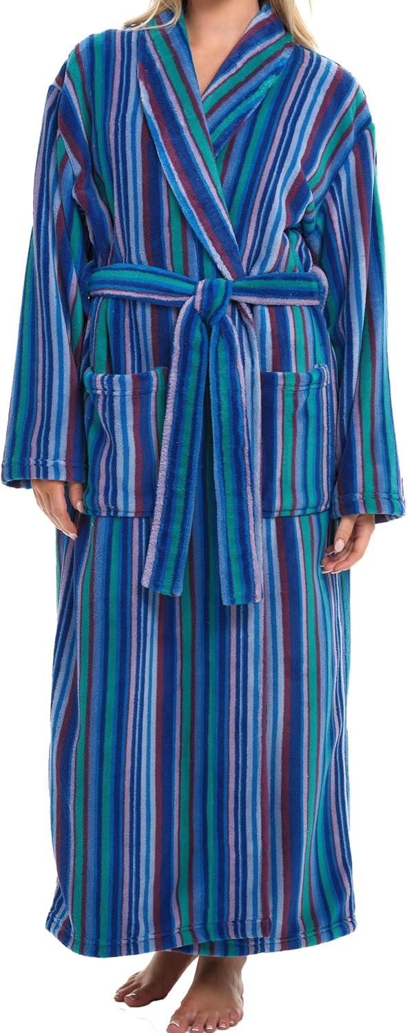 Alexander Del Rossa Plush Robe for Women, Long Fleece Winter Bath Robe, Plus Size