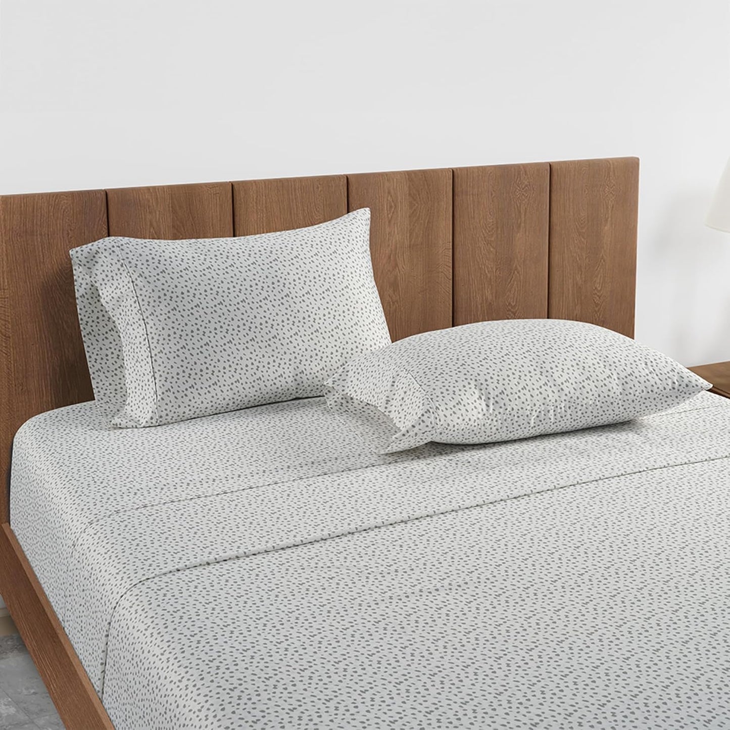 LANE LINEN King Size Sheets – 450 Thread Count Long-Staple 100% Cotton King Bed Sheets, Sustainably Produced & Oeko-Tex Certified, Soft Silky Sateen Finish, 15" Deep Pocket Fitted Sheet – Misty Dot