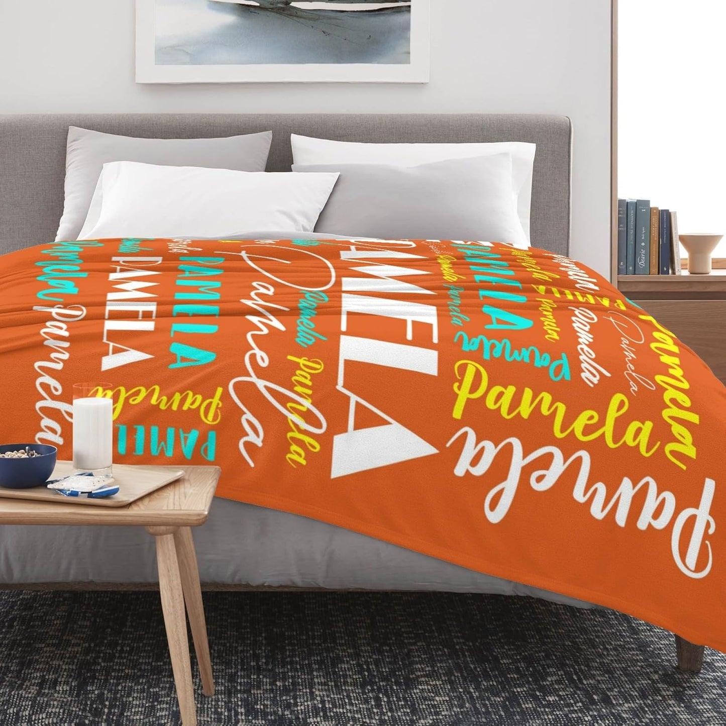 Name Blanket Personalized Blanket for Adult Kids Flannel Customize Throw Blanket Custom (Color 24, 50 x 60 Inches)