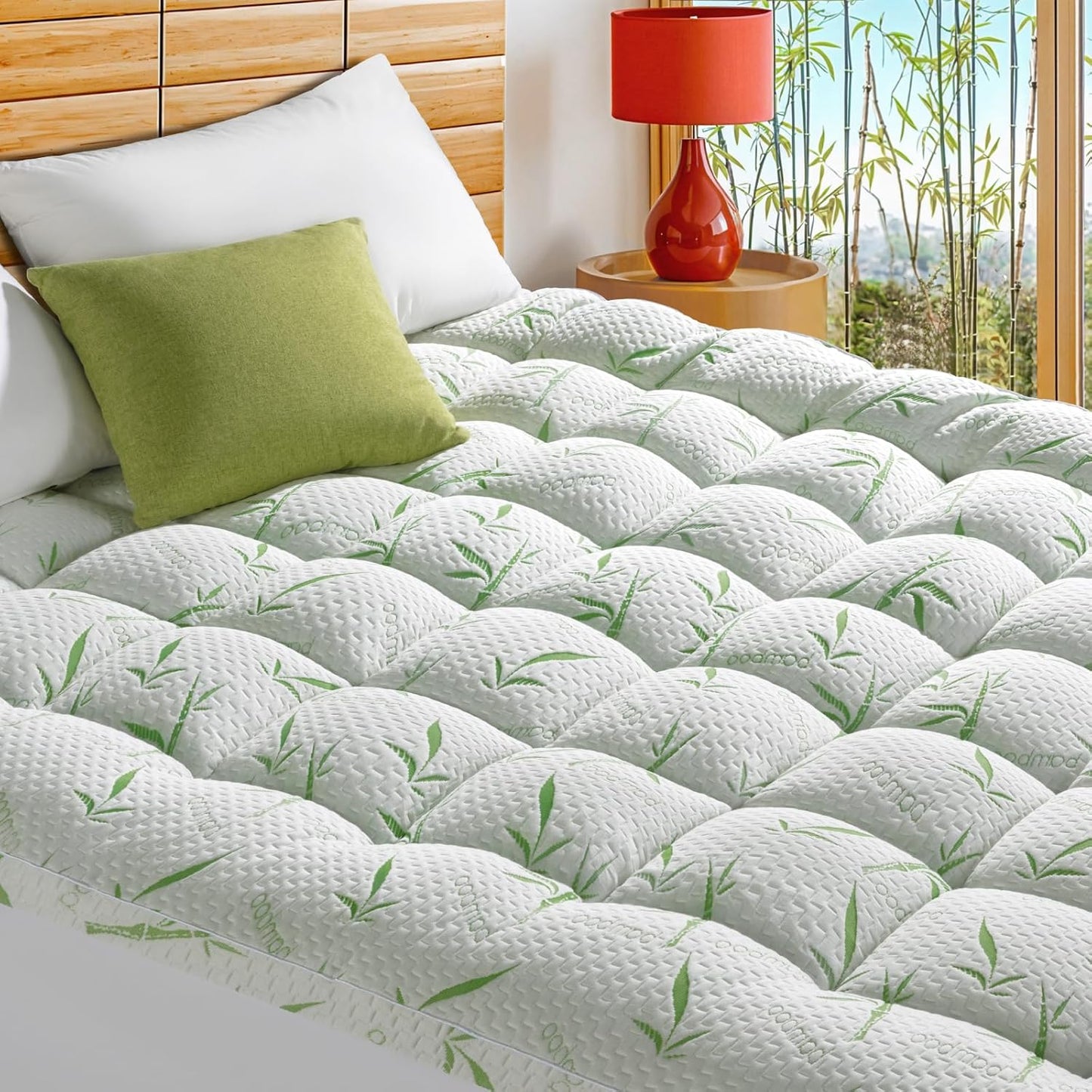Mattress Topper California King Size,Viscose Made from Bamboo Pillow Top Mattress Topper,1200 GSM Cooling Mattress Pad,2In Extra Thick Pillow Top for Back Pain with 8"-18" Deep Pocket(72"x84")