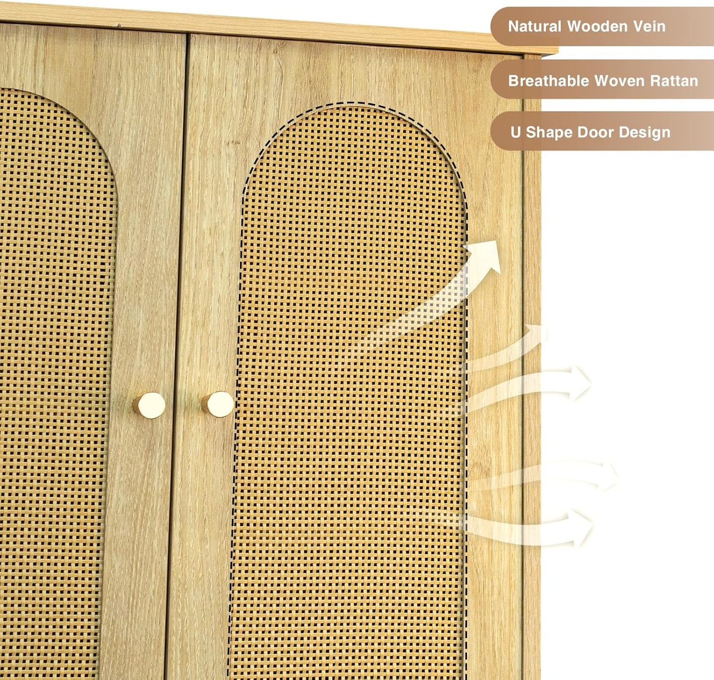 Rattan Toilet Storage Cabinet, Over The Rack Wood Cabinet with Metal Stand, Bathroom Organizer with Adjustable Shelf, Tall Freestanding Washer Shelf, Small Cupboard, Natural