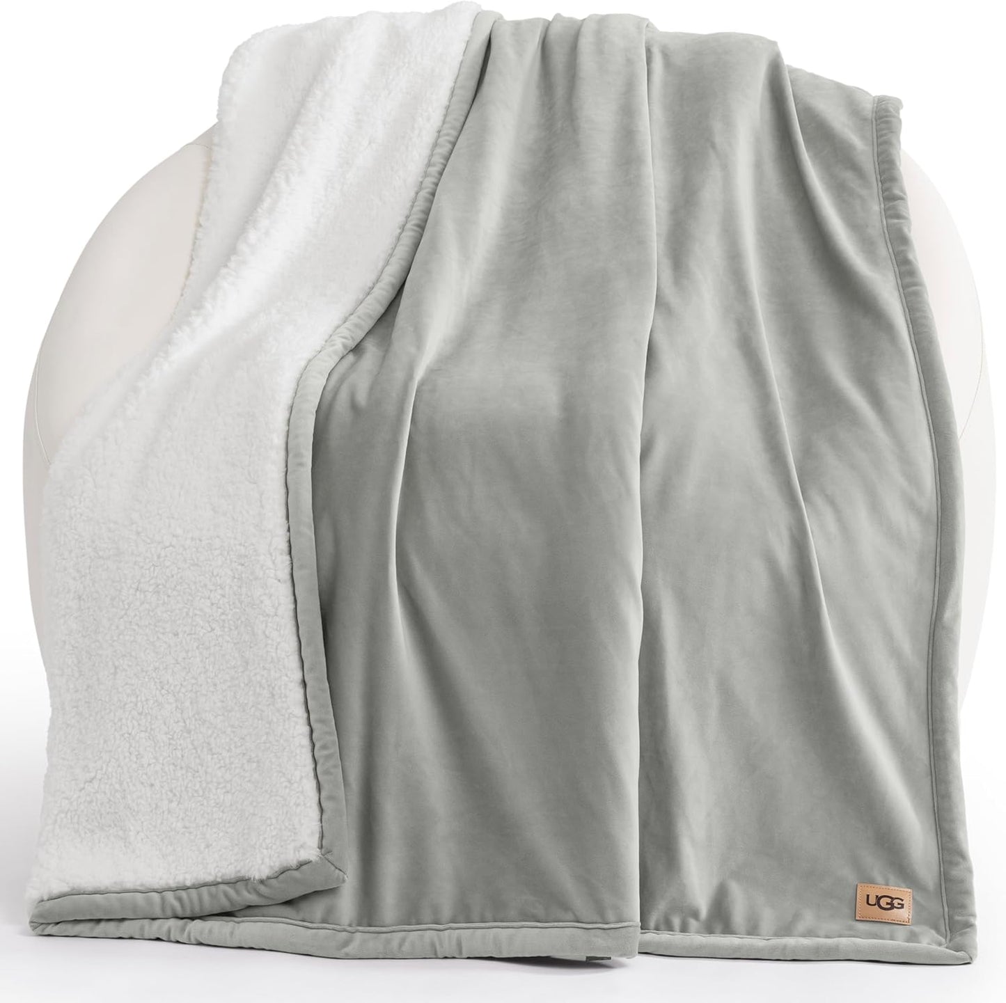 UGG Bliss Throw Blanket Plush Soft Fleece Fluffy Blankets for Bed or Couch Oversized Warm Reversible Machine Washable Medium Weight Home Decor Giftable Throw, 50-inch x 70-inch, Seal Grey