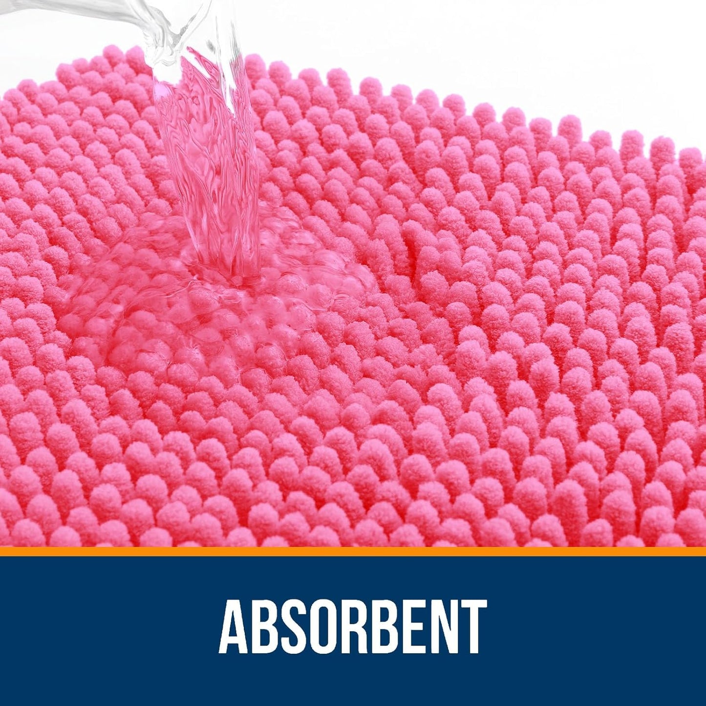 OLANLY Bathroom Rugs 47x17, Extra Soft Absorbent Chenille Bath Rugs, Rubber Backing Quick Dry, Machine Washable Bath Mats for Bathroom Floor, Tub and Shower, Home Decor Accessories, Hot Pink