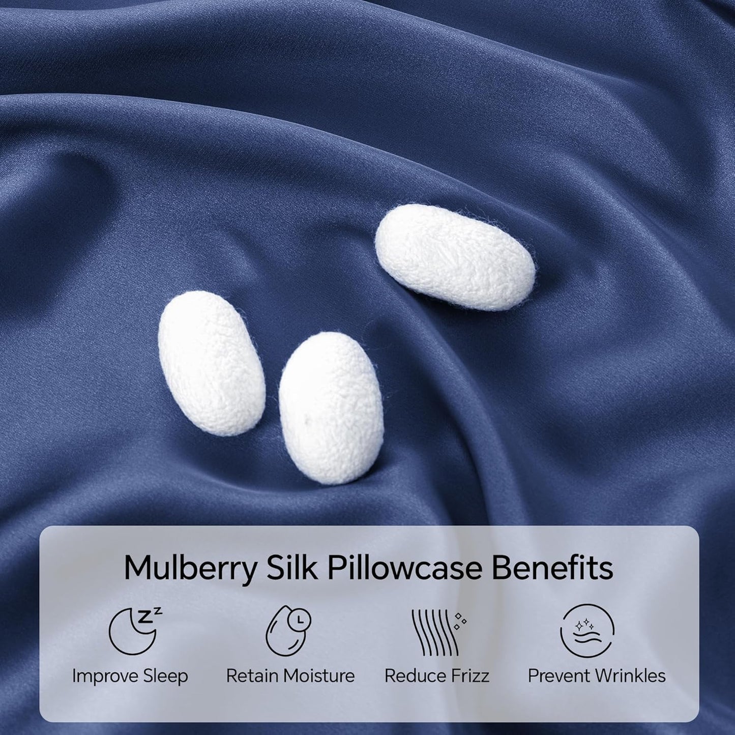 INFIIXSO Mulberry Silk Pillowcase for Hair and Skin, Silk Pillow Cases Queen Size Set of 2 with Hidden Zipper 20x30 Inches, Ultra Smooth and Soft Cooling Pillow Cases for Hot Sleepers(Navy, 2 Pack)