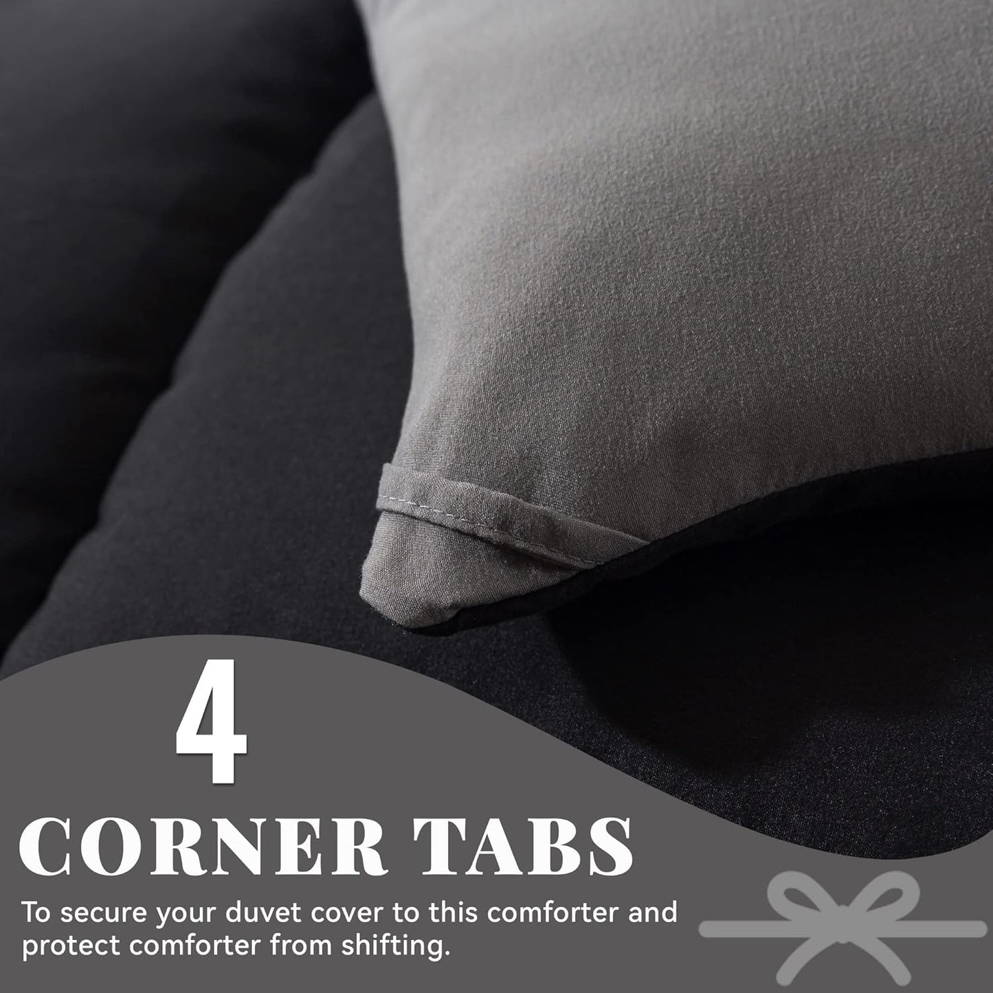 Cosybay Down Alternative Comforter (Black/Grey, Twin) - All Season Soft Quilted Twin Size Bed Comforter - Duvet Insert with Corner Tabs -Winter Summer Warm Fluffy, 64x88 inches