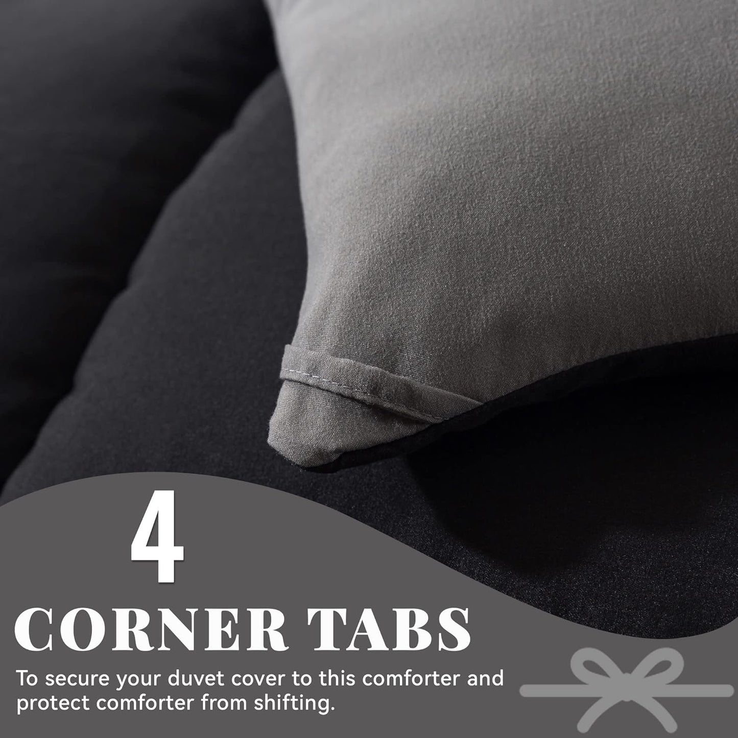 Cosybay Down Alternative Comforter (Black/Grey, Full) - All Season Soft Quilted Full Size Bed Comforter - Duvet Insert with Corner Tabs -Winter Summer Warm Fluffy, 82x86 inches