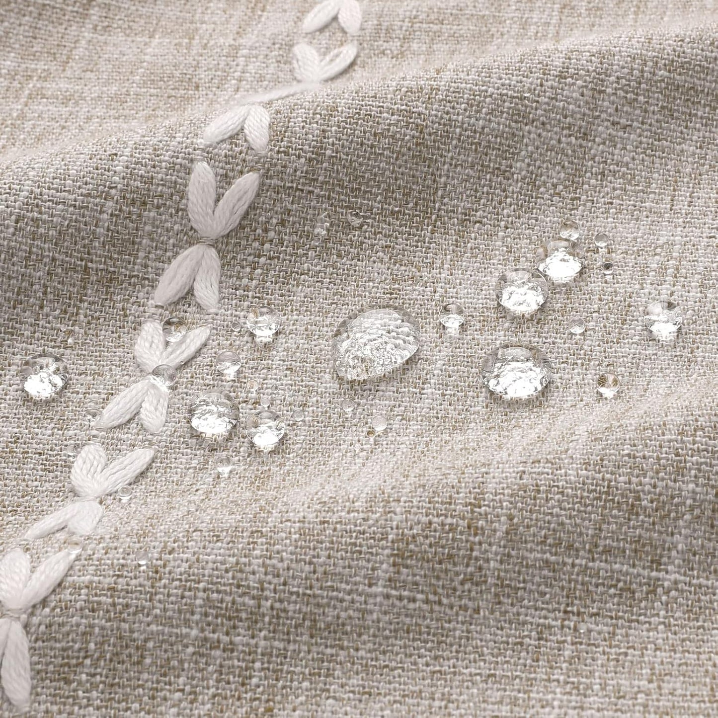 MitoVilla Boho Extra Long Shower Curtain 72 x 84, Tan 84 inch XL Polyester Linen Tassel Fabric Shower Curtain Set with Hooks for Vintage Country Farmhouse Bathroom Decor, Thick & Wrinkle Resistant