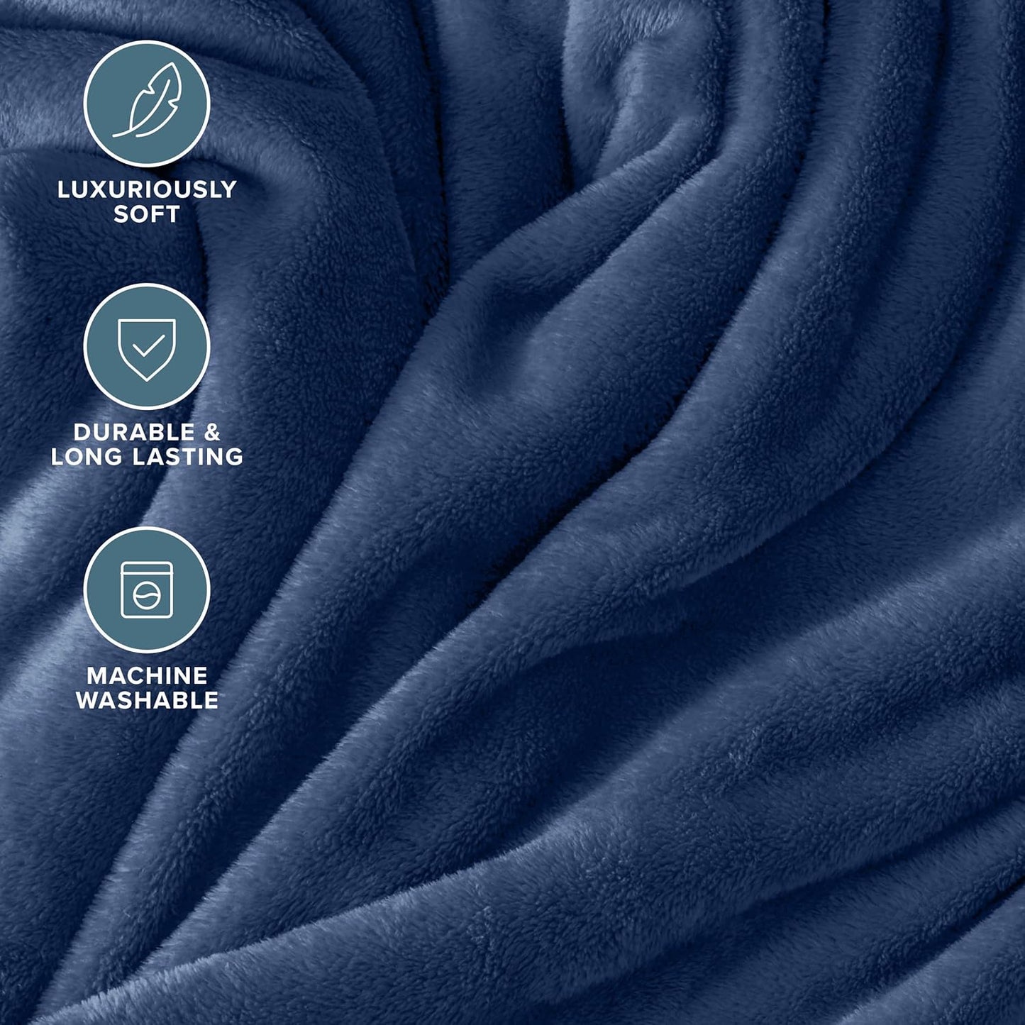 Bare Home Fleece Blanket - Throw/Travel - Ultra-Soft Lightweight for Bed, Sofa, and Couch - Luxury Microplush - Cozy Warm Blanket (Throw/Travel, Dark Blue)
