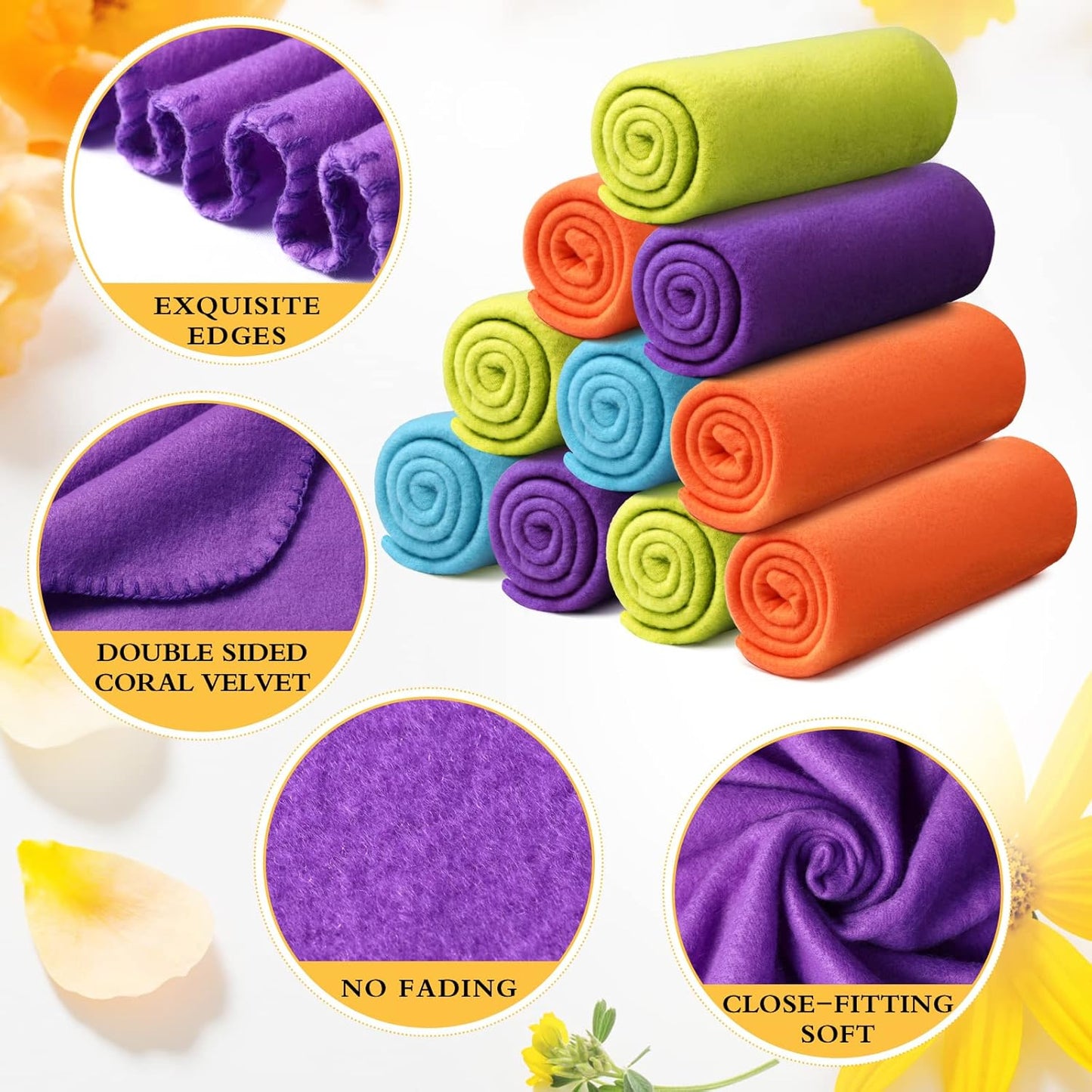 24 Packs Fleece Throw Blanket Soft Warm Lightweight Fleece Blanket Cozy Throw Bulk for Bed Couch Sofa Home Office Wedding Gifts Suitable for Seasons, 50 x 60 Inches(Bright Color)