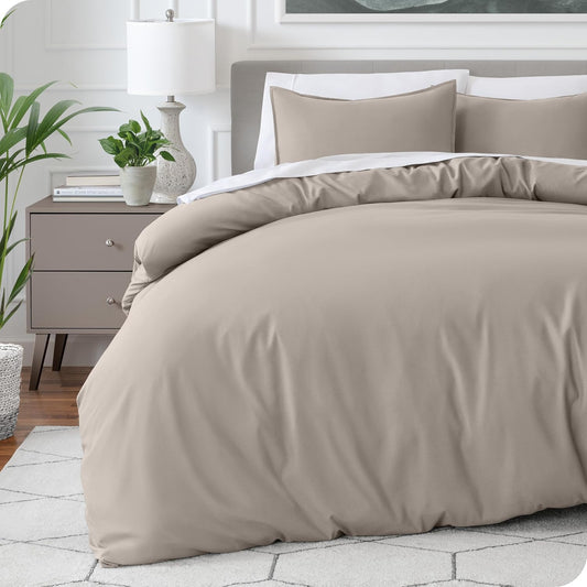 Bare Home Bedding Duvet Cover California King Size - Premium 1800 Super Soft Collection - Lightweight, Cooling - Soft Breathable Bedding Duvet Cover (Cal King, Khaki)