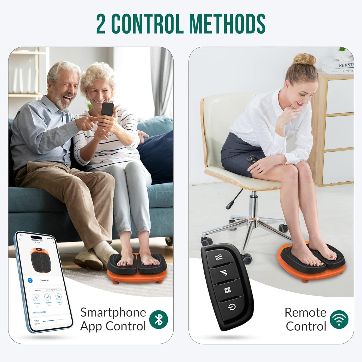 Snailax Vibration Foot Massager with Heat, App Control, Adjustable Vibration Electric Foot Massager Machine for Circulation, Plantar Fasciitis, Pain, Remote Control