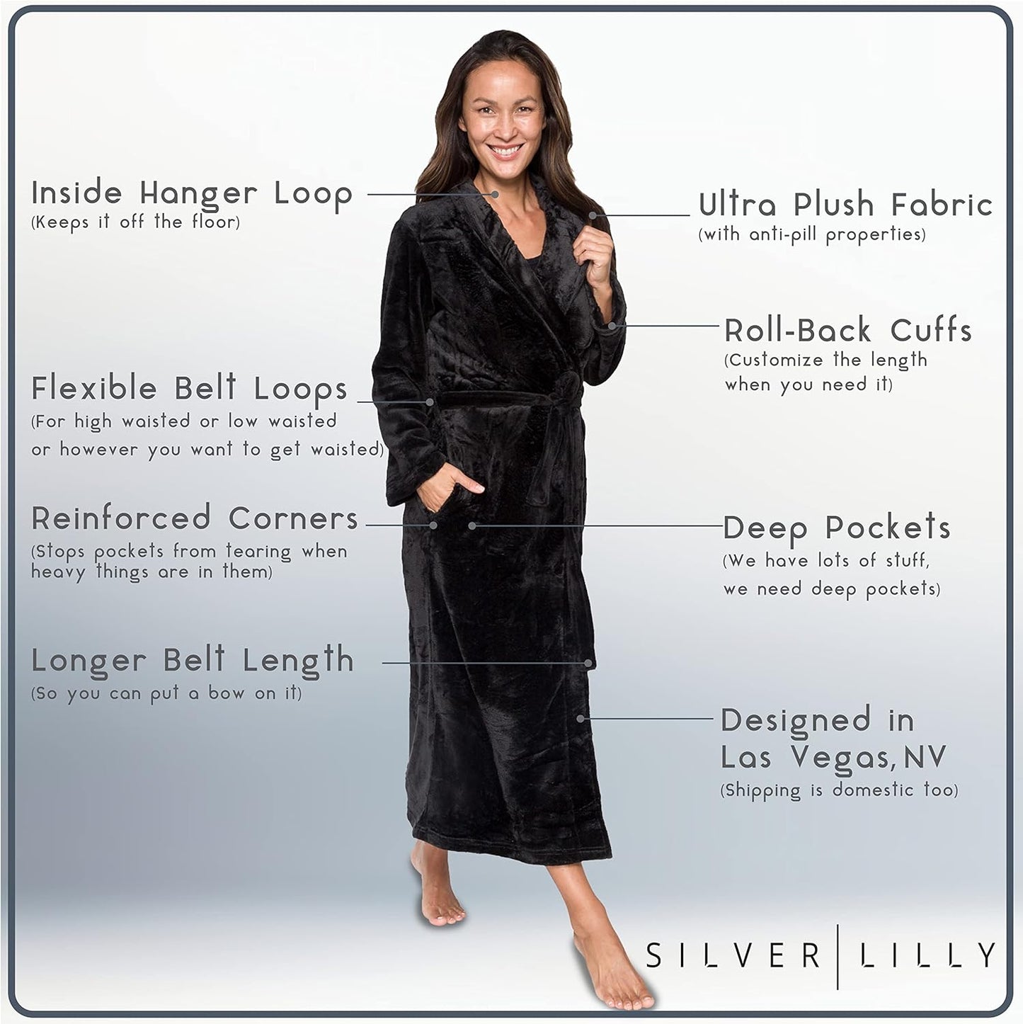 Womens Plush Fleece Bath Robe, Fluffy Long Bathrobe, Great Gift for Mother's Day, Grandma, Daughter, Sister, Wife, Friend