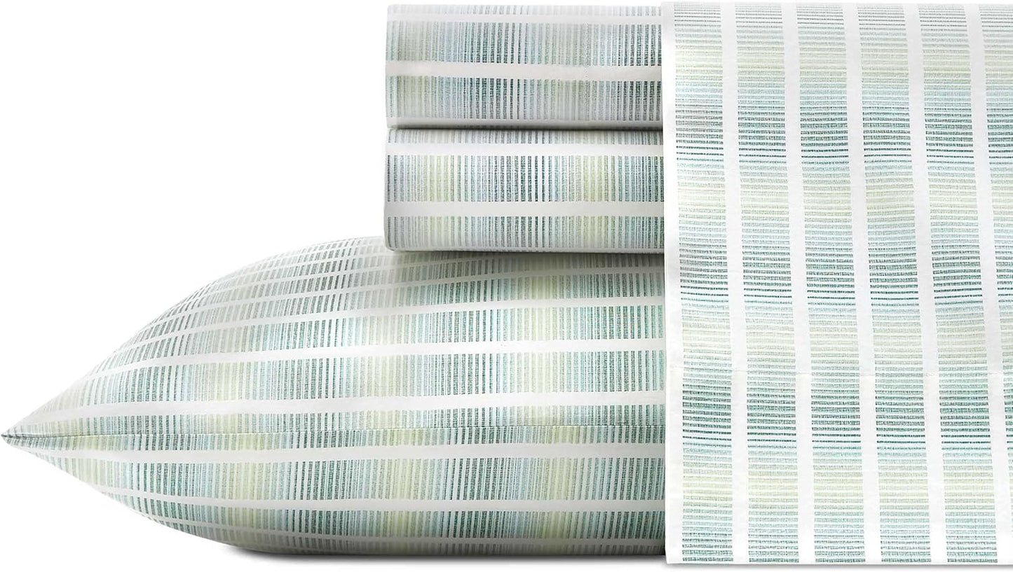Tommy Bahama - Queen Sheets, Cotton Percale Bedding Set, Crisp & Cool, Stylish Bedding Set (Off The Grid Green, Queen)
