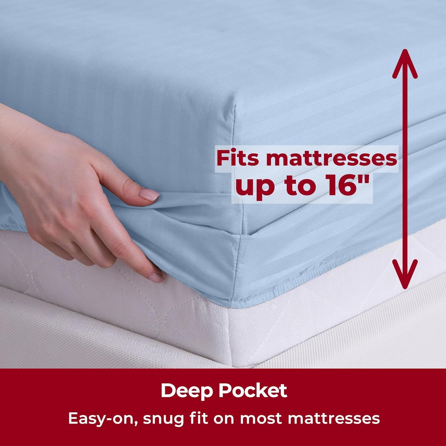 Mellanni Twin XL Sheets Set - 3 PC Iconic Collection Bedding - Hotel Luxury, Extra Soft, Cooling Bed Sheets - Wrinkle, Fade, Stain Resistant (Twin Extra Long, Striped Light Blue)