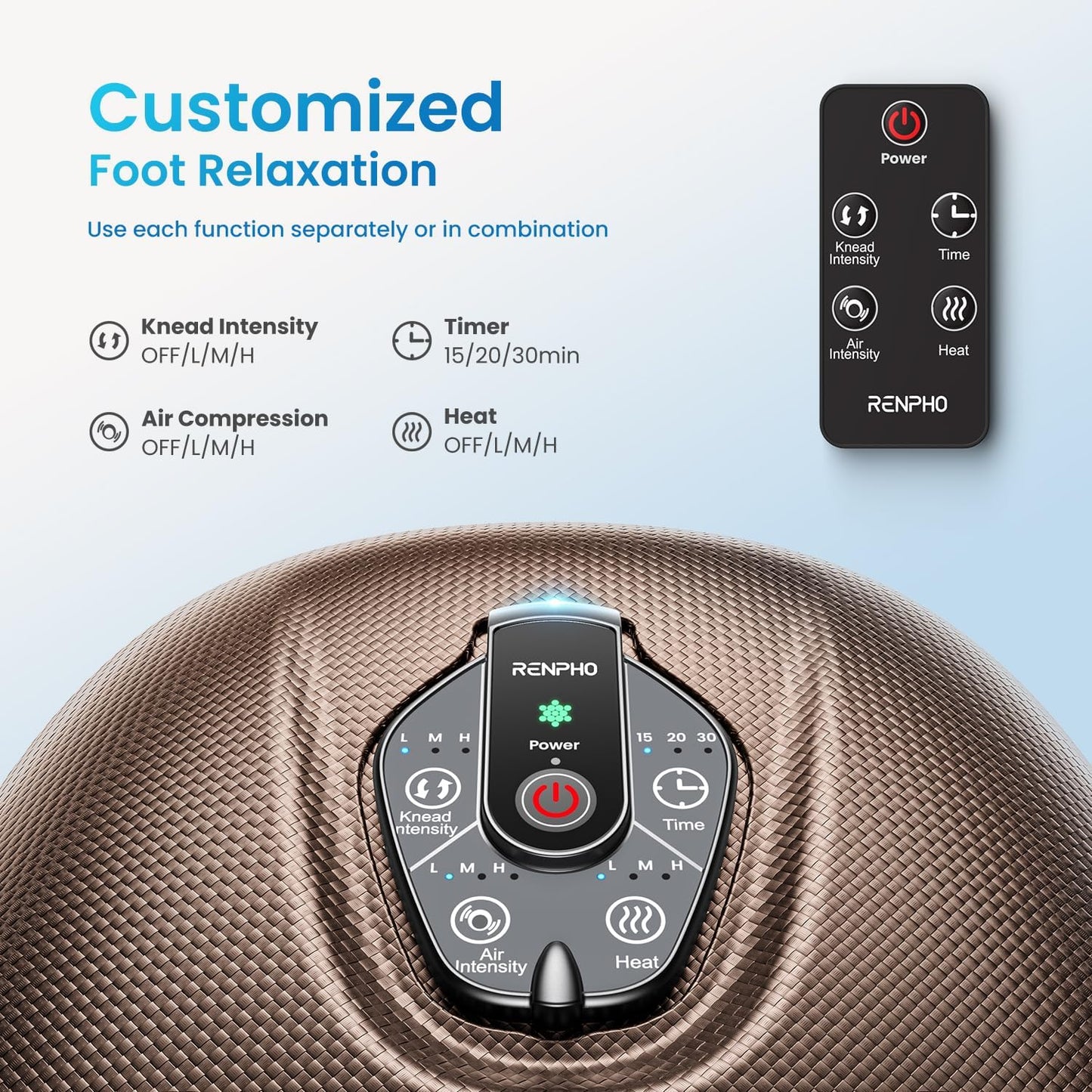 RENPHO Foot Massager Machine with Heat [2026 Upgraded], Shiatsu Foot Massager for Plantar Fasciitis, Christmas Gifts for Women, Cordless Control, Knead Away Fatigue, Soothe from Sole, BN