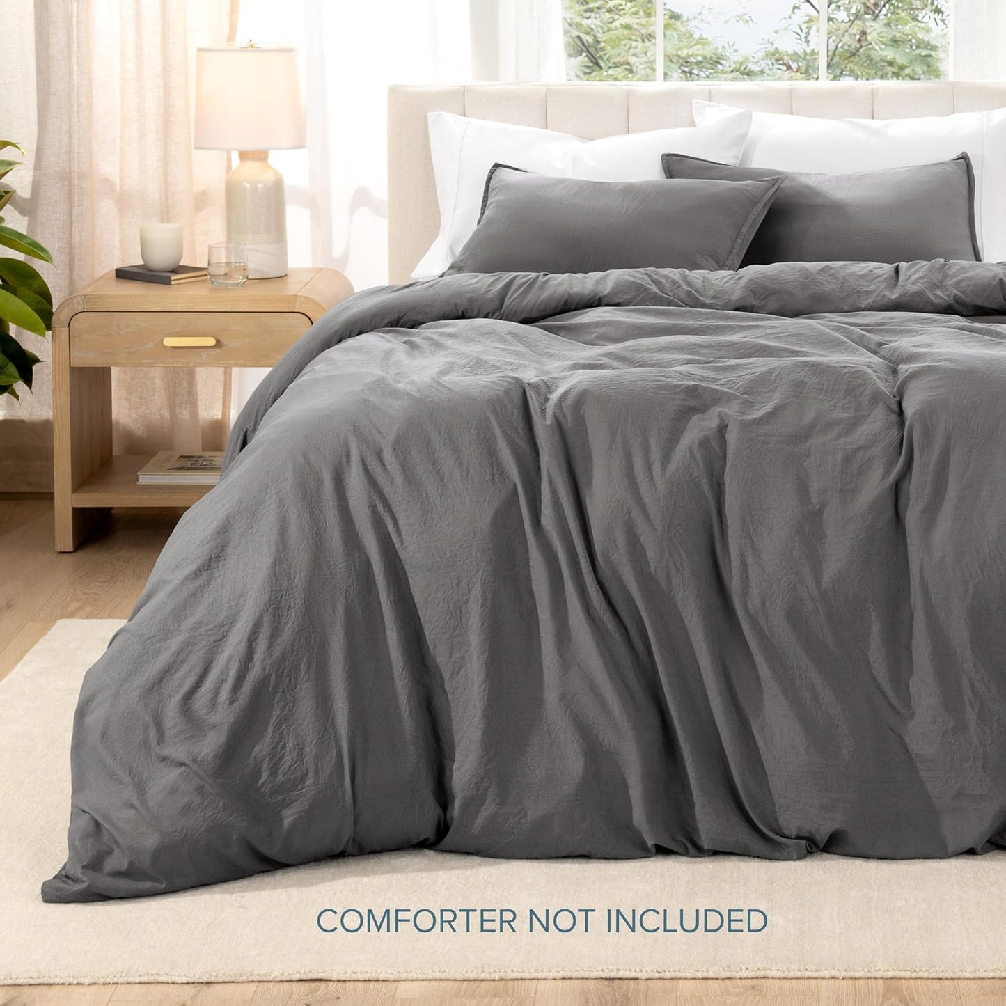Bare Home Microfiber Duvet Cover Set - Ultra Soft Washed Microfiber - Twin/Twin Extra Long - Linen-Like Look - Easy Care - Breathable Fabric - Our Softest Duvet Cover Set (Twin/Twin XL, Grey)