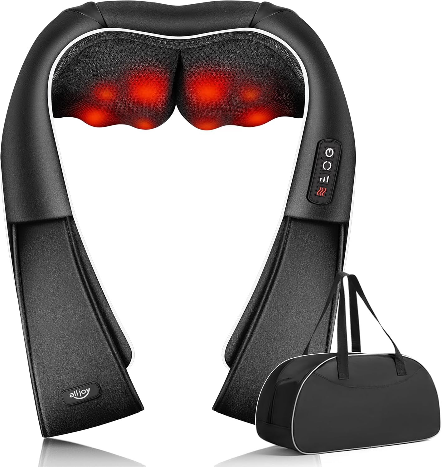 ALLJOY Neck Massager for Pain Relief Deep Tissue with Heat, 3D Kneading Shiatsu Neck and Back Massager for Shoulder Full Body Home Office Car Use, Christmas Gifts for Dad Men Mom Women
