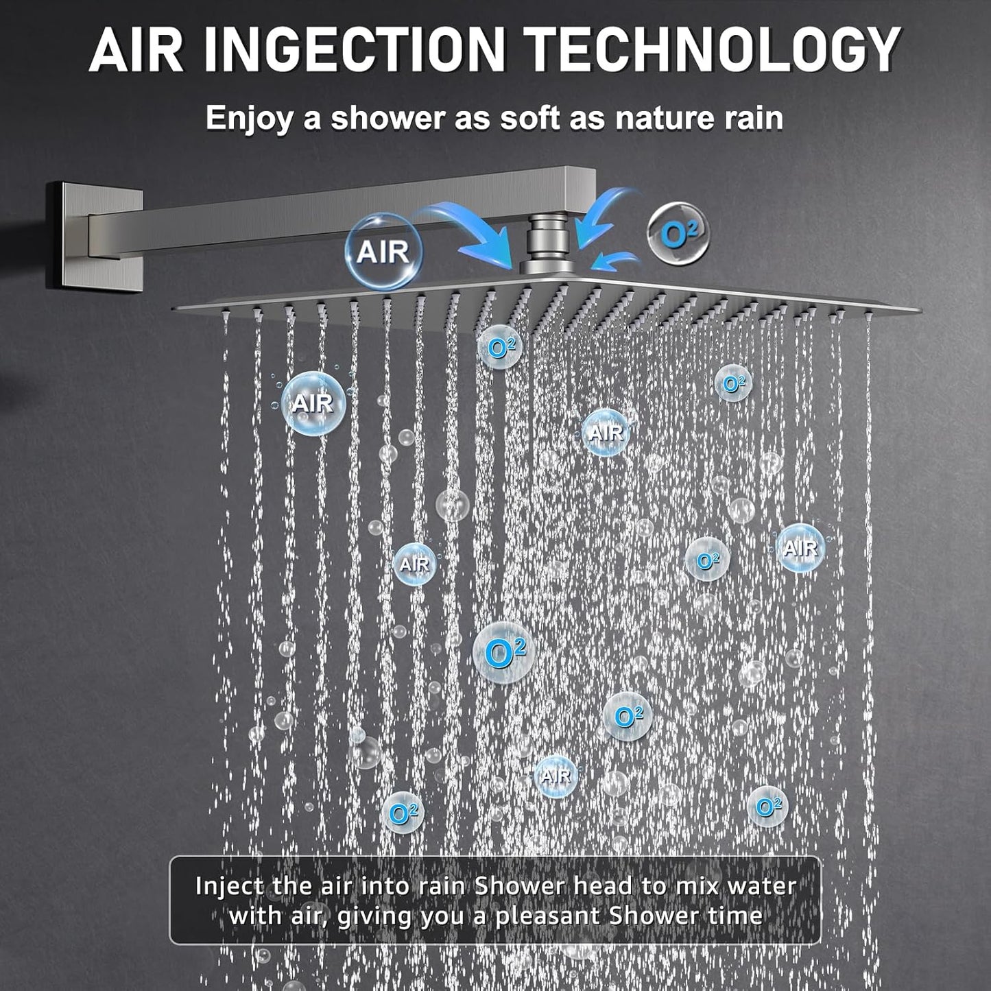 Iriber 12-Inch Rainfall Shower System with Handheld Combo, Brushed Nickel Finish, High Pressure Brass Shower Set