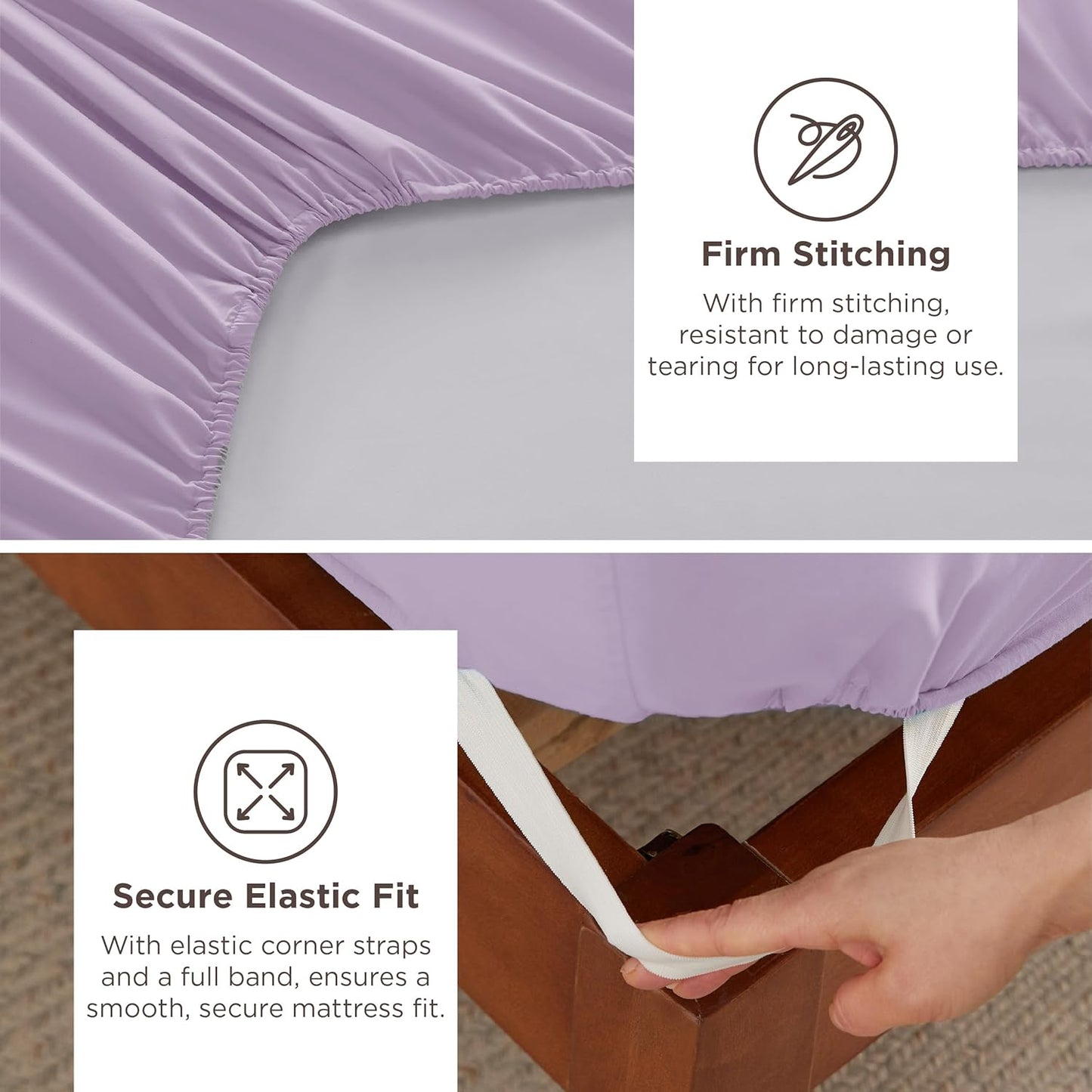 Bedsure Deep Pocket Queen Sheets Set - Fits Mattresses Up to 21 Inches Thick - 4 Piece GentleSoft Bed Sheets, Moisture Wicking, Soft & Cooling Bedsheet & Pillowcases, Easy & Secure Fit, Light Purple