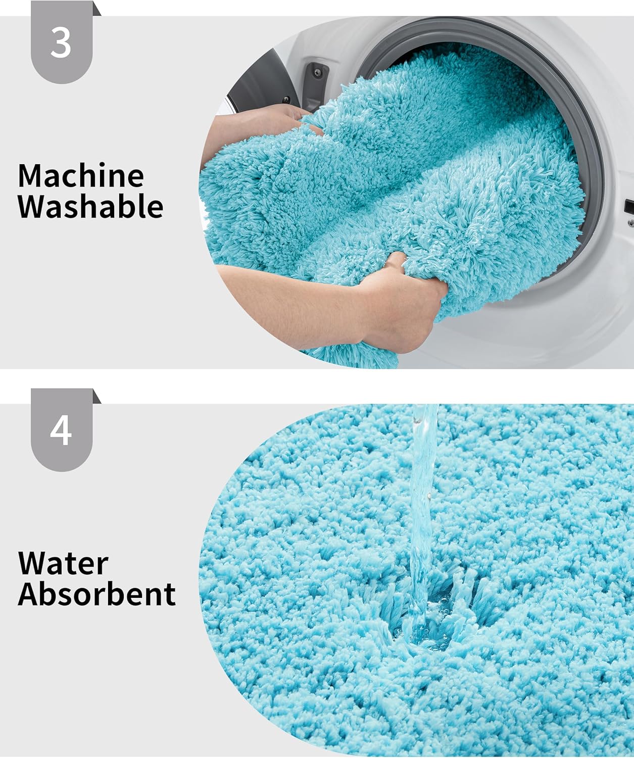 Bathroom Runner Rug 24x70 Teal Non Slip Fluffy Long Bath Mat for Bathroom Floor Washable Plush Luxury Large Bath Rug for Tub Absorbent Runner Rug for Bedside