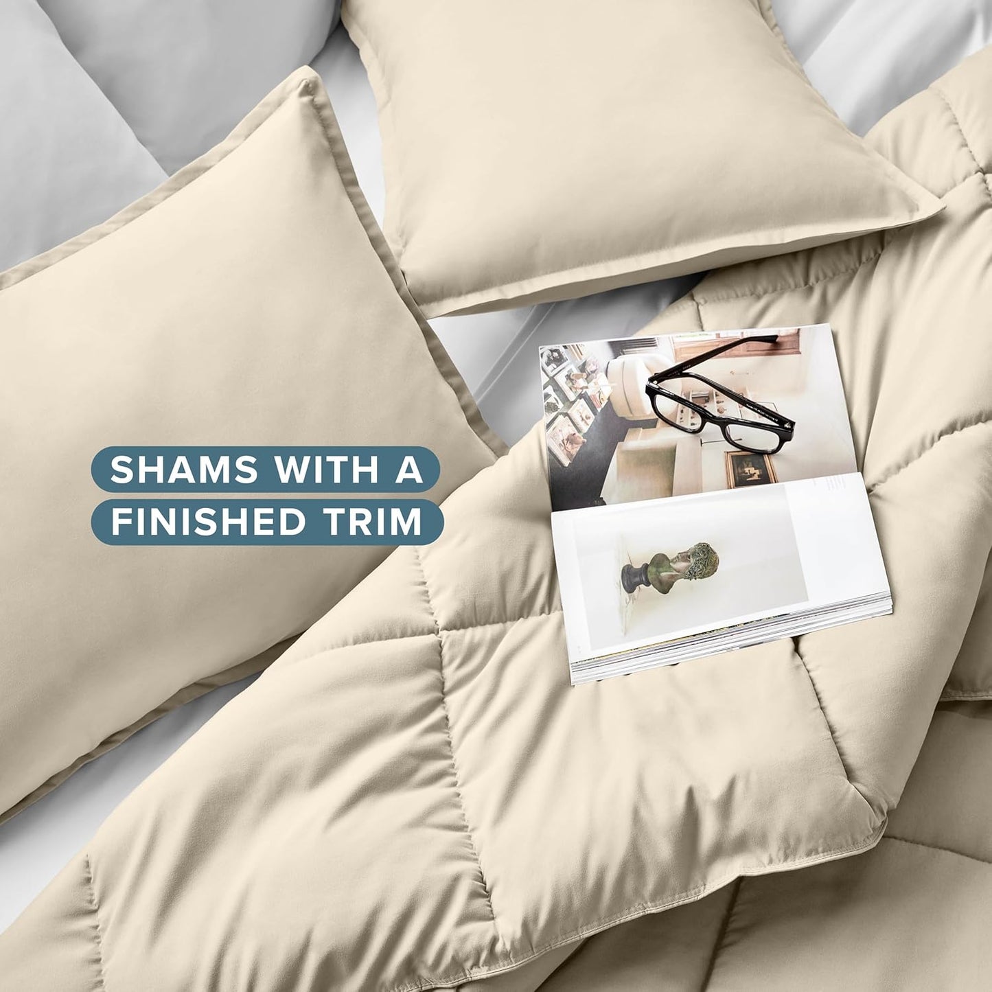 Bare Home Comforter Set - Twin/Twin Extra Long Size - Ultra-Soft - Goose Down Alternative - Premium 1800 Series - All Season Warmth (Sand)