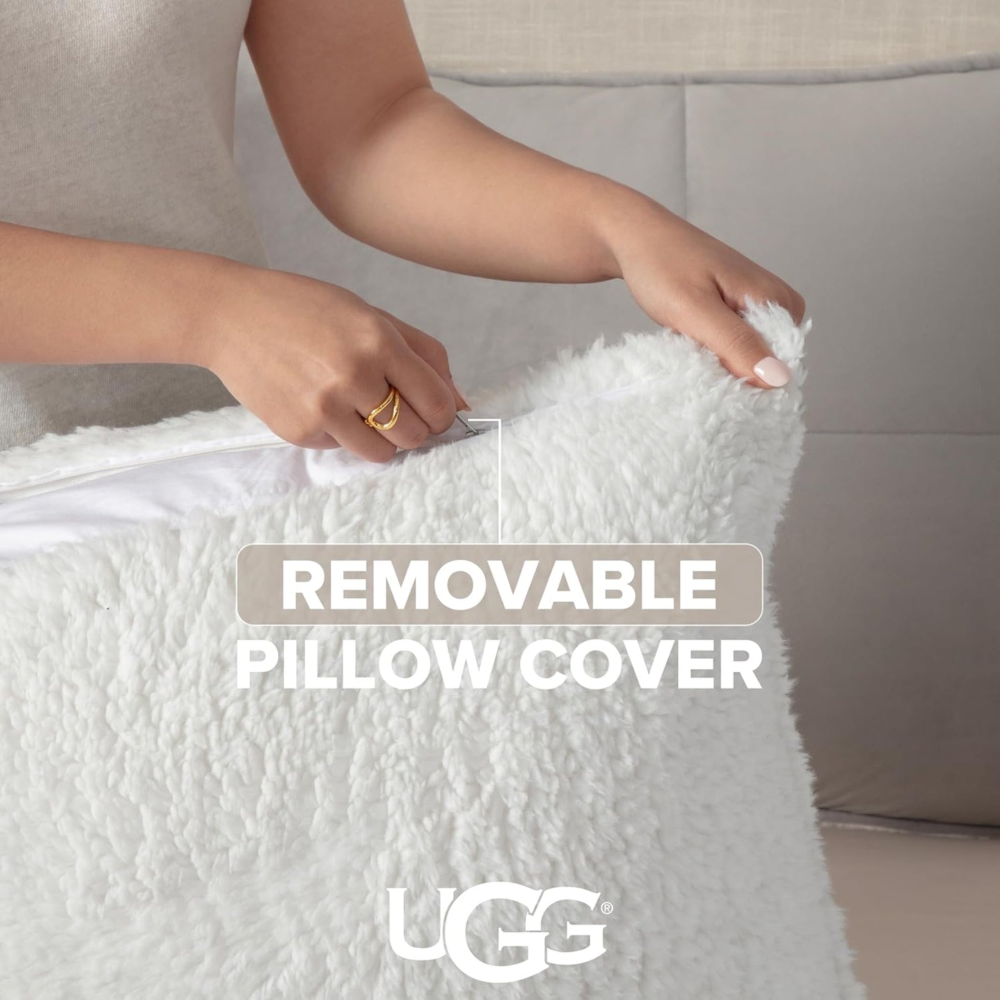 UGG Blissful Comforter Set with 2 Pillow Shams Reversible White Comforter Plush Fluffy Warm Bed Set Premium Hypoallergenic Down Alternative Bedding Breathable, King/California King, Seal Gray