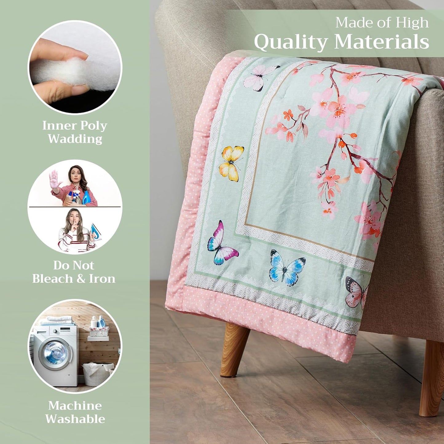 Maison d' Hermine Throw Blanket for Couch Lightweight Soft Warm Breathable Cotton Throw Blankets for Bed Girls Boys Women Men Gifts Sofa Travel Living Room Chair Bedding (50"x60", Blossoms in Spring)