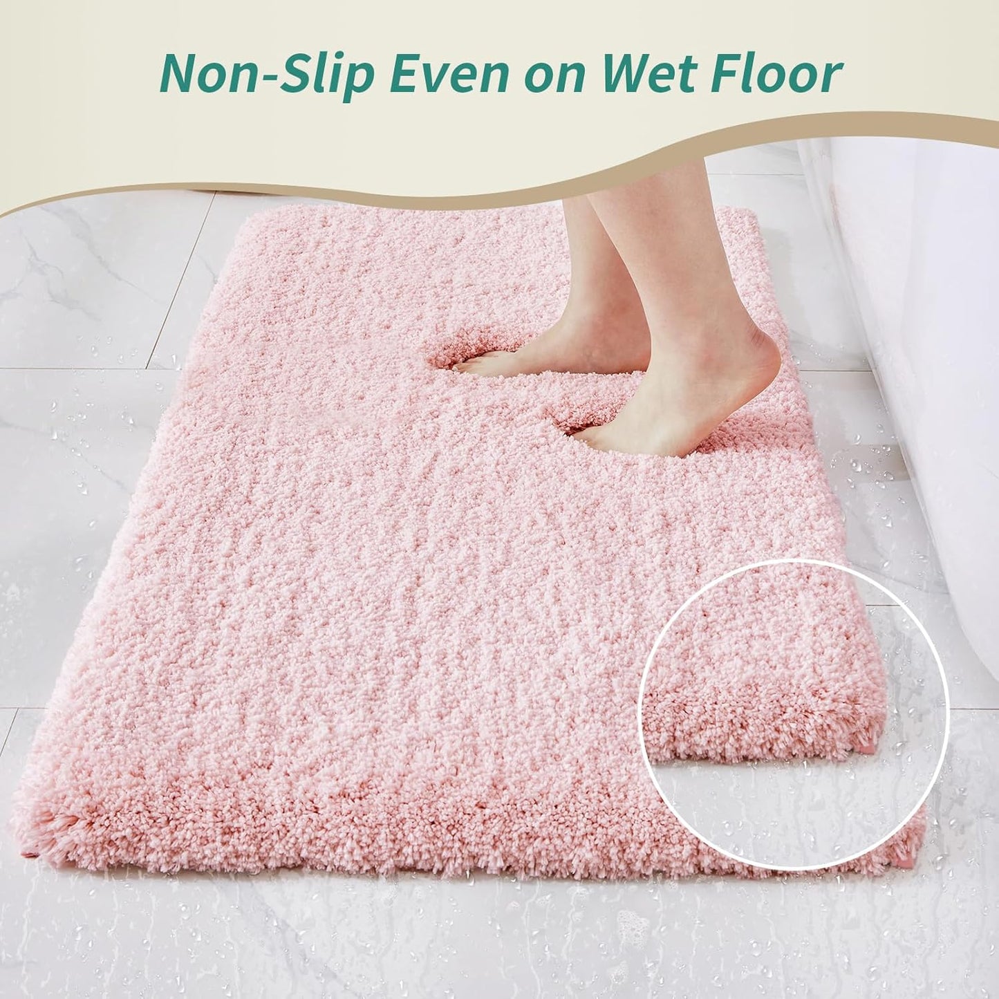 Pink Bathroom Rugs 24x36 Non Slip Fluffy Bath Mat for Bathroom Floor Washable Plush Luxury Bath Rug for Tub Soft Shaggy Absorbent Shower Sink Mat