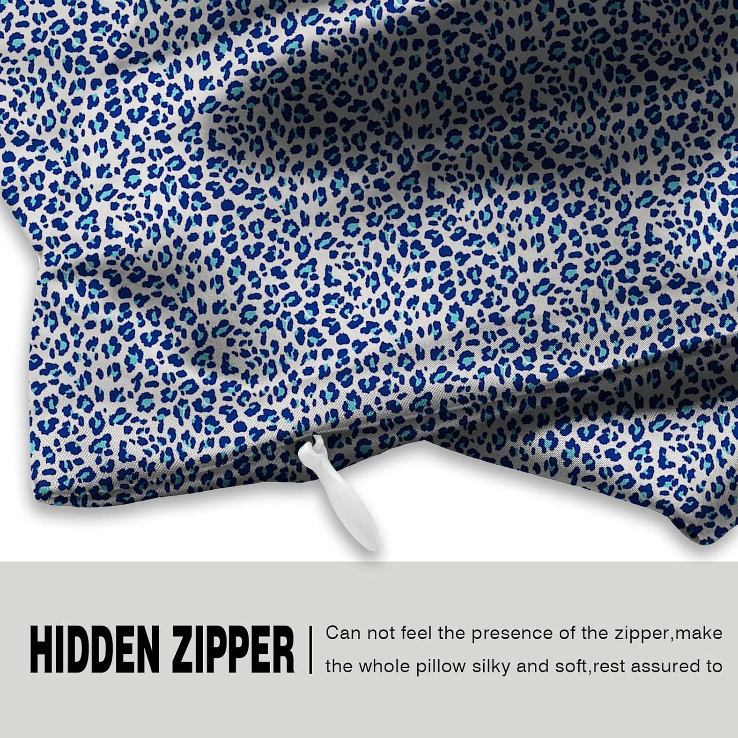 Mulberry Silk Pillowcase for Hair and Skin Standard Size Leopard Print Silk Pillow Cases with Zipper Soft Breathable Smooth Cooling Silk Pillow Covers for Sleeping (Blue Leopard,20"X 26",1Pcs)