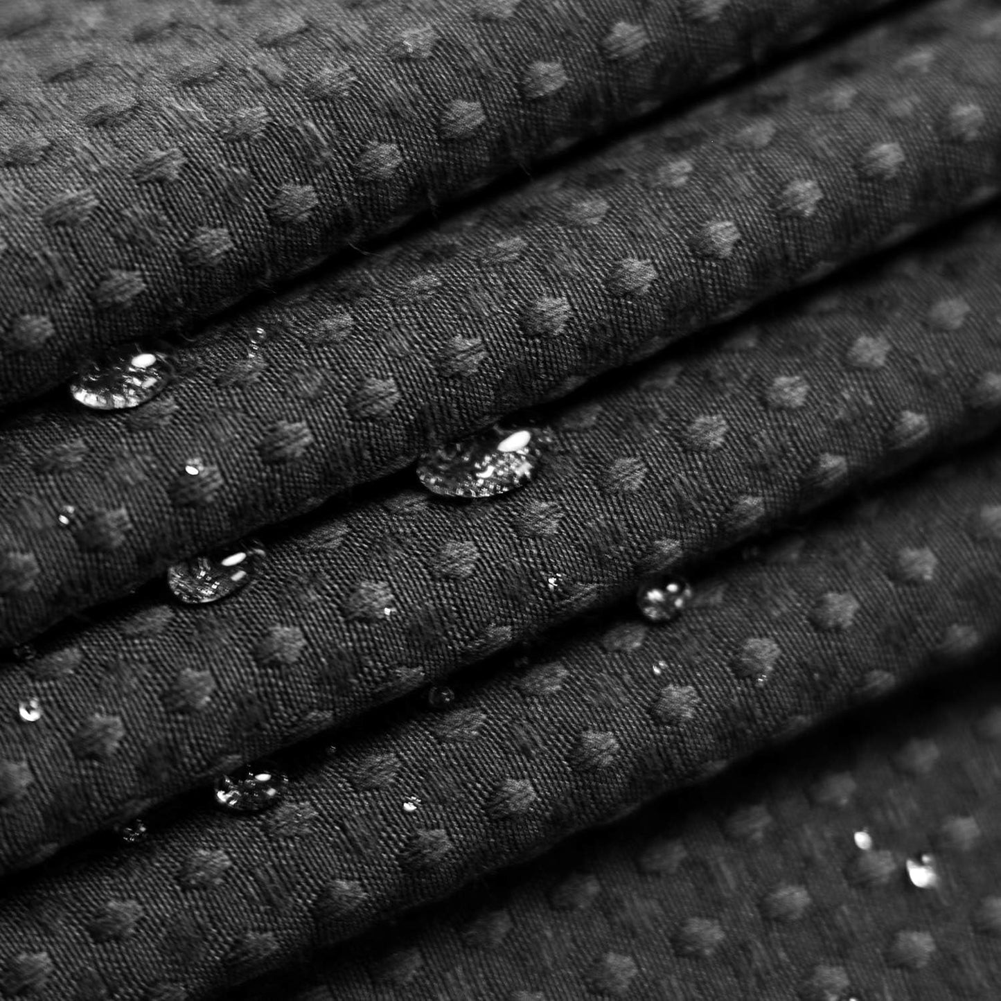 Waffle Weave Shower Curtain Hotel Luxury Spa, Black Heavyweight Fabric Shower Curtains for Bathroom, Washable & Water Repellent, Black, 71x72 Inch