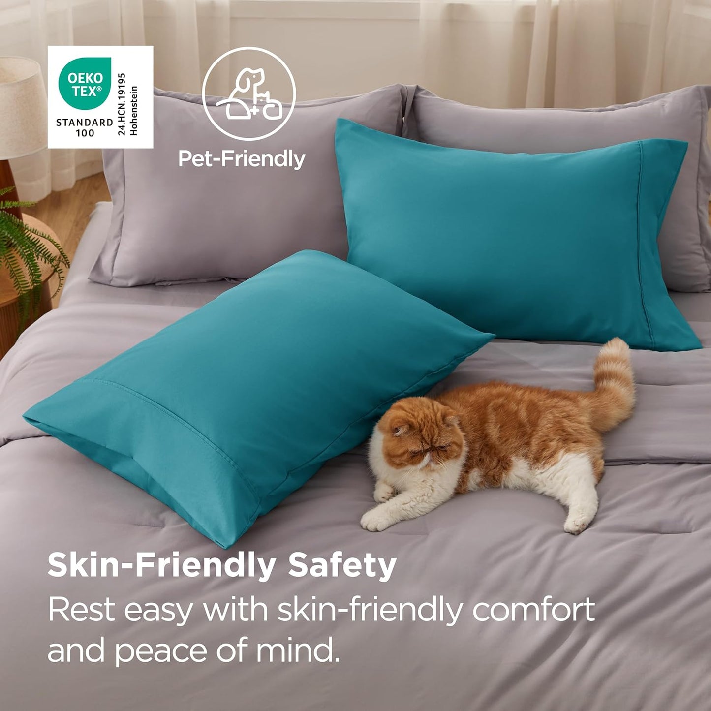 Bedsure Queen Pillow Cases Set of 2 - Teal Brushed Microfiber Pillowcase 2 Pack, Super Soft and Cozy Pillow Case Covers with Envelope Closure, Wrinkle, Fade and Stain Resistant, 20x30 Inches