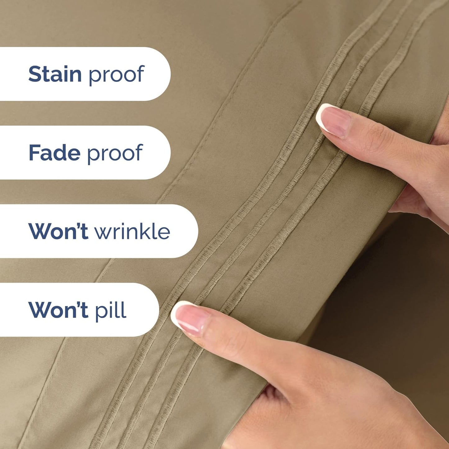 Twin Size 3 Piece Sheet Set - Extra Soft, Breathable & Cooling - Hotel Luxury Durable Bed Sheets for Women & Men - Deep Pockets, Easy-Fit & Wrinkle-Free - Light Caramel Oeko-Tex