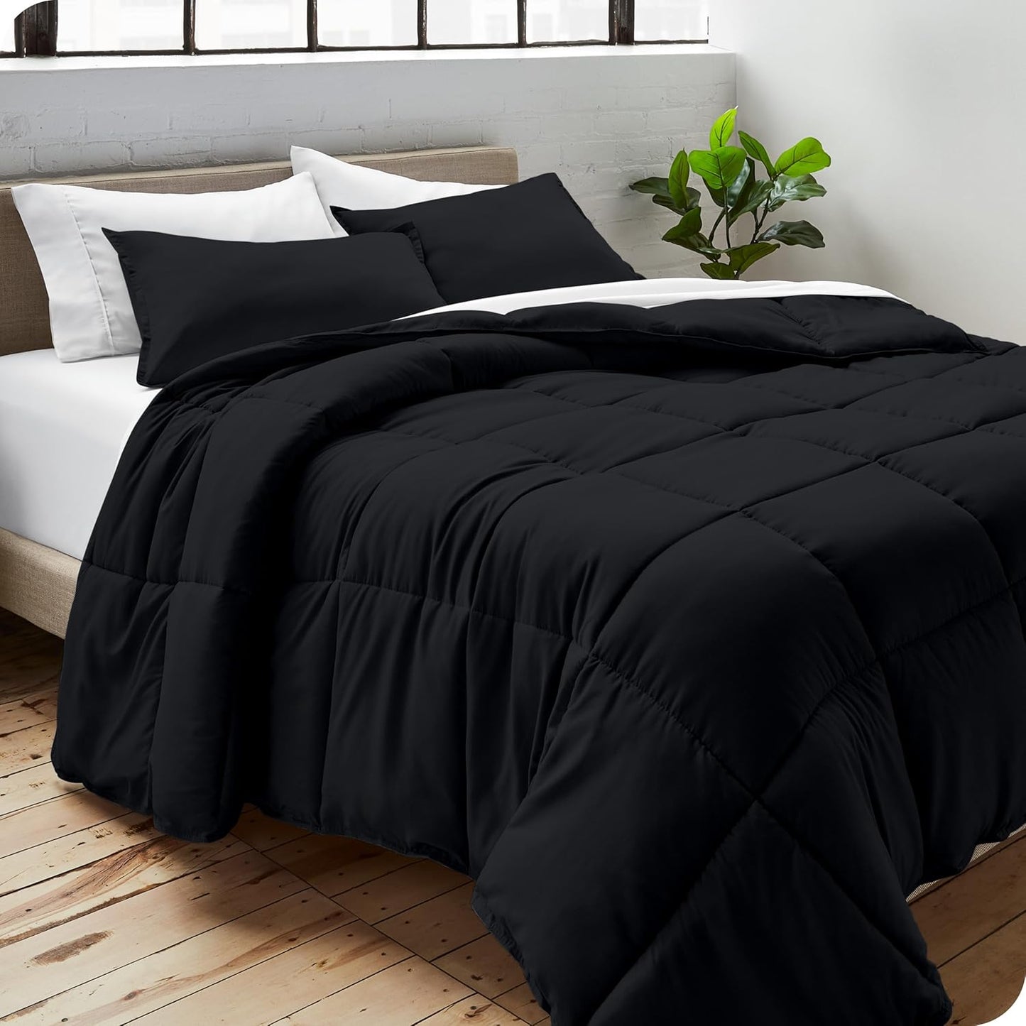 Bare Home Duvet Insert Comforter - Full Size - Goose Down Alternative - Ultra-Soft - Premium 1800 Series - All Season Warmth - Bedding Comforter (Full, Black)