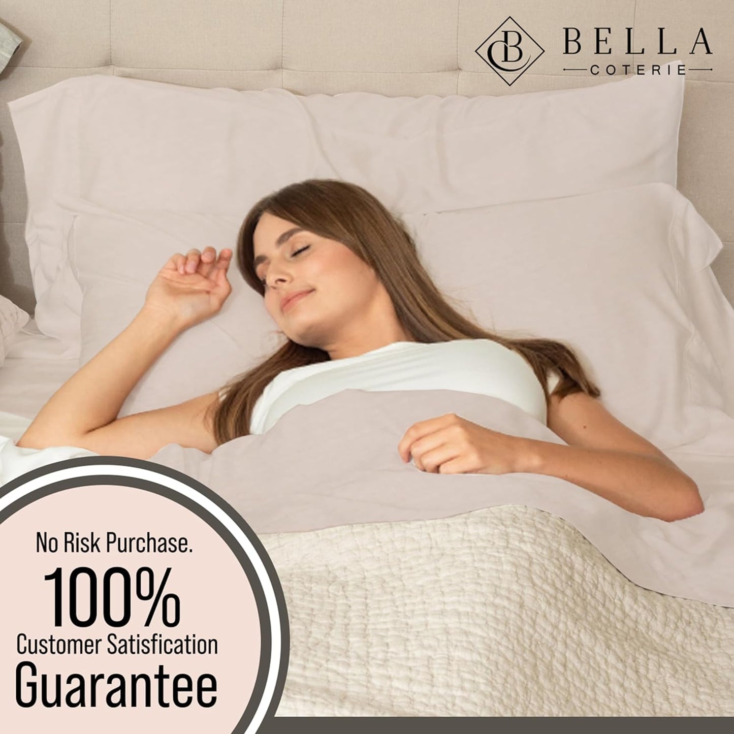 Bella Coterie Luxury Bamboo Viscose King Size Sheet Set | 100% Organically Grown | Ultra Soft | Cooling for Hot Sleepers | 18" Deep Pocket [Dune]