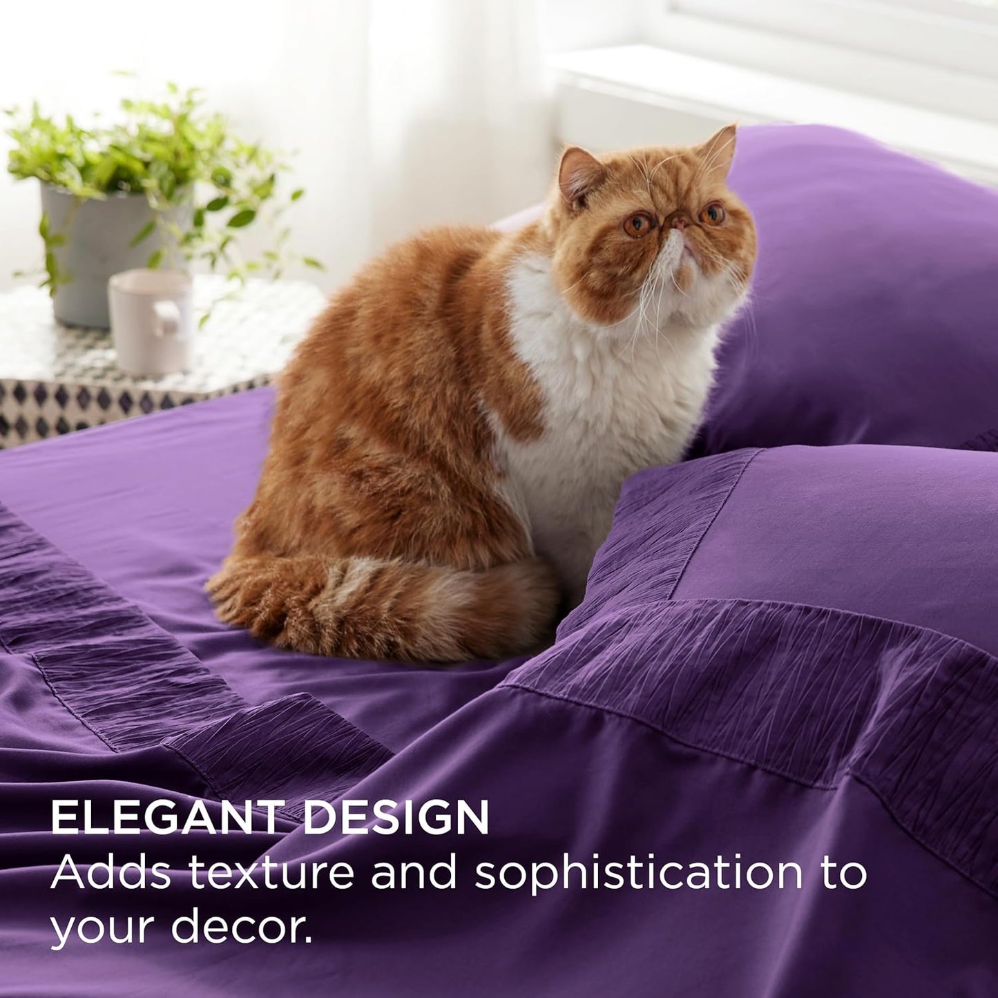 Bedsure Full Size Bed Sheets - 4 Pieces Soft Full Sheet Set - Breathable & Cooling - Hotel Luxury - Easy Care Polyester Microfiber Bedding for Women, Men, Purple