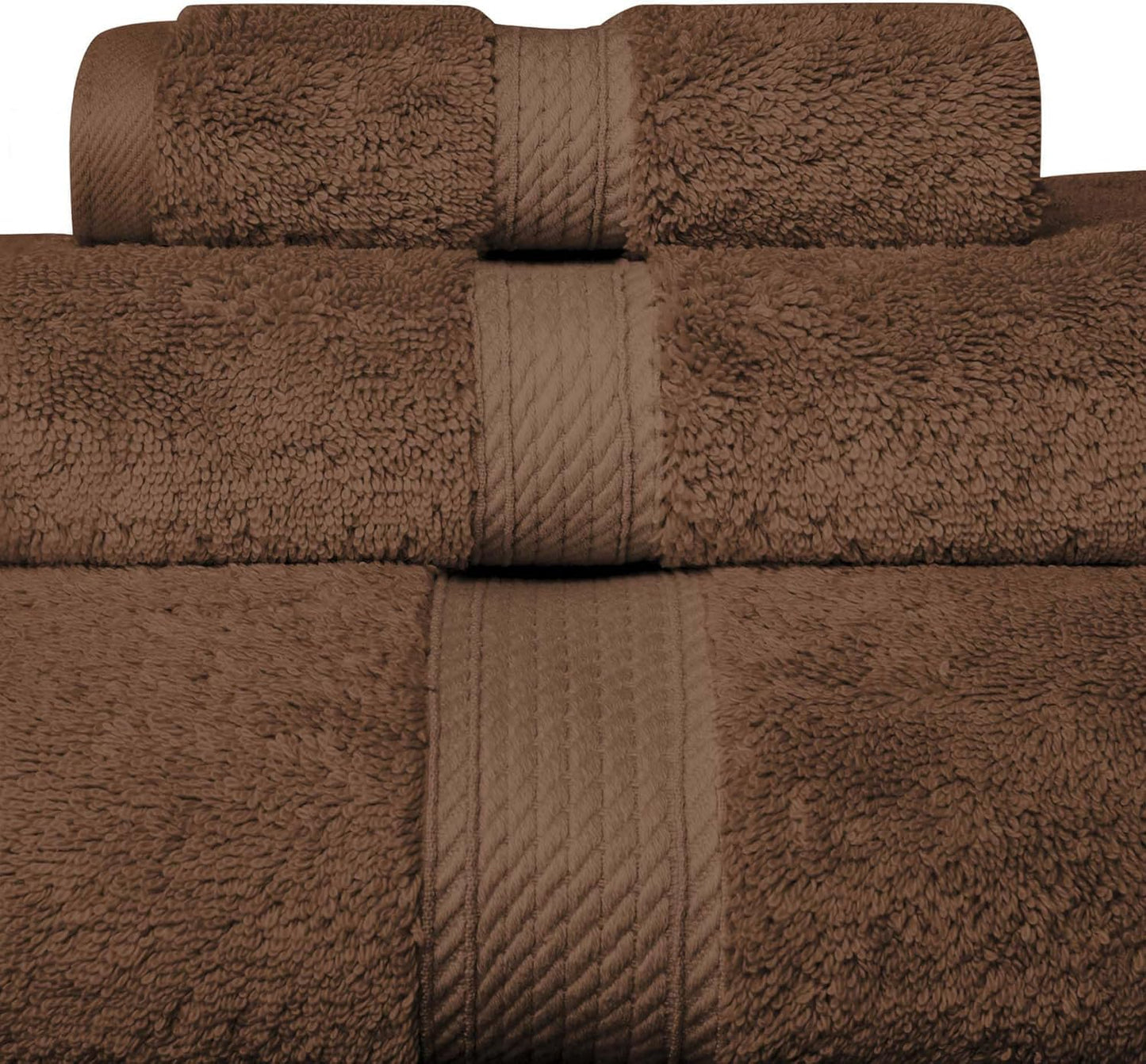 Superior Egyptian Cotton Pile 3 Piece Towel Set, Includes 1 Bath, 1 Hand, 1 Face Towel/Washcloth, Ultra Soft Luxury Towels, Thick Plush Essentials, Guest Bath, Spa, Hotel Bathroom, Chocolate