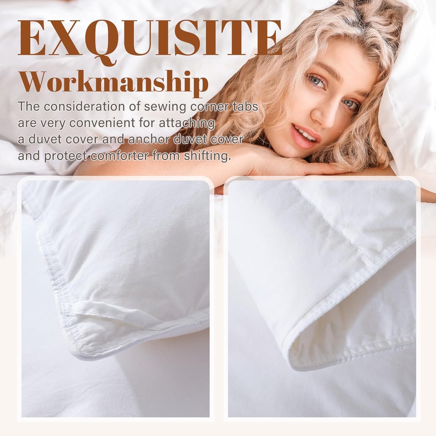Cosybay Feather Down Fiber Comforter California King Size - All Season White 100% Cotton Duvet Insert - Luxury Medium Warmth Hotel Bedding Comforter,Cal King 104 x 96 Inch
