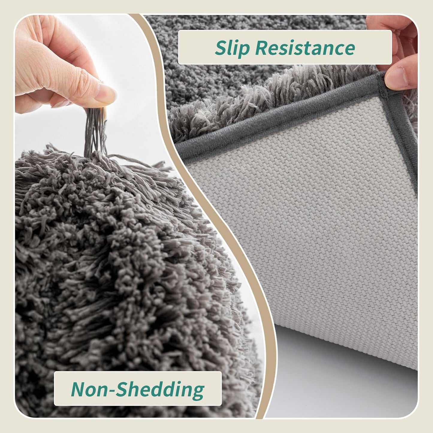 Bathroom Rugs 24x48 Non Slip Dark Grey Fluffy Bath Mat for Bathroom Floor Washable Plush Luxury Bath Rug for Tub Soft Shaggy Absorbent Shower Sink Mat