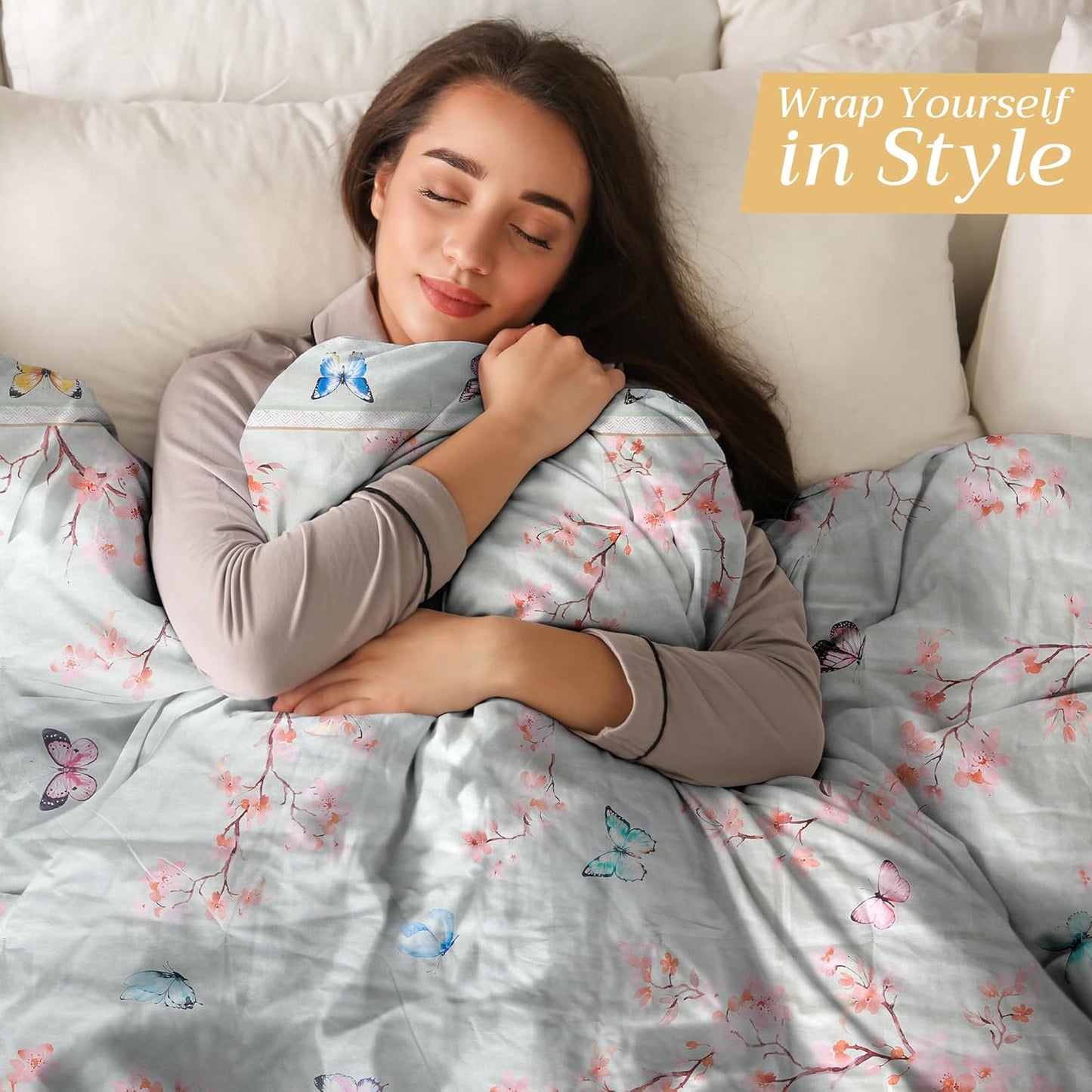 Maison d' Hermine Throw Blanket for Couch Lightweight Soft Warm Breathable Cotton Throw Blankets for Bed Girls Boys Women Men Gifts Sofa Travel Living Room Chair Bedding (50"x60", Blossoms in Spring)