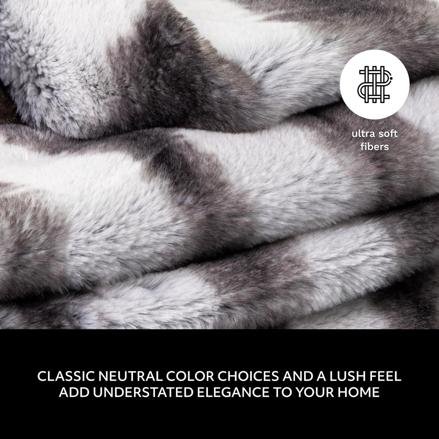 Mon Chateau 60" x 70" Embrace Foldover Faux Fur Throw, Plush Throw with 6cm Foldover for Couch, Sofa, or Bed, Ultra Soft Blanket for Sleeping or Home Decor, Meadow Loom