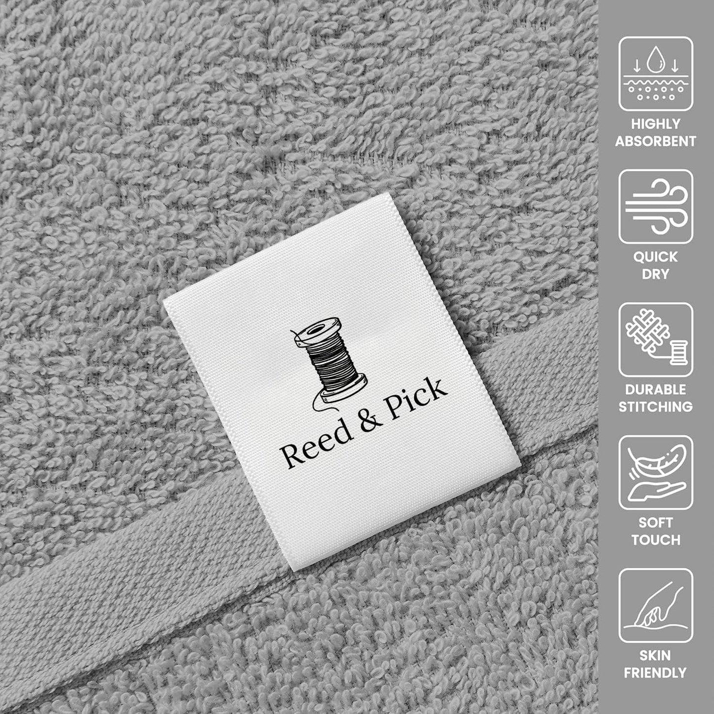 Reed&Pick Hand Towels (Pack of 24) Grey Economy Towels Salon Towels - 100% Cotton Spa Towel – 16 x 26 Inches Highly Absorbable, Facial Towel Gym Hair Face Towel Bulk