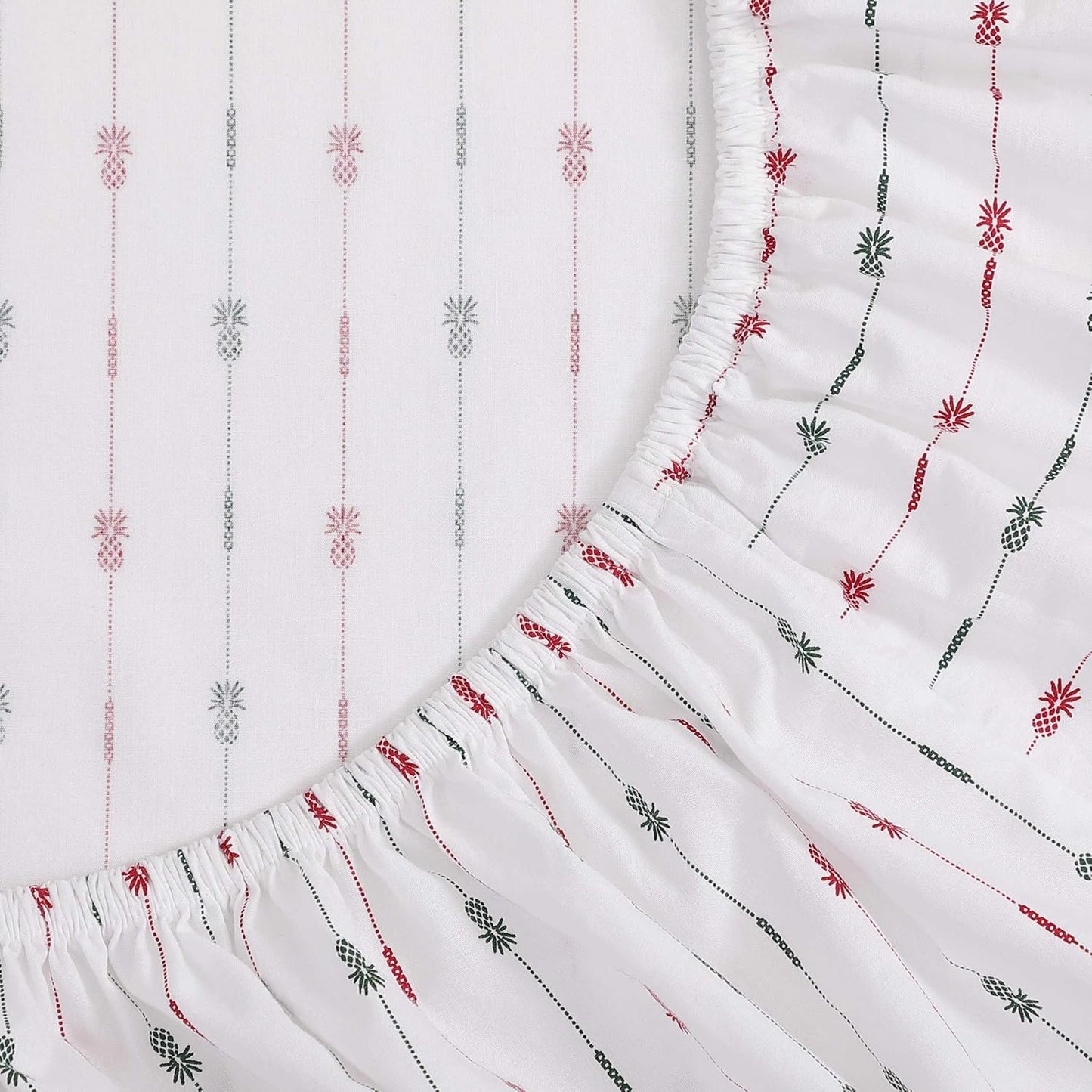 Tommy Bahama - Queen Size Sheet Set, Crisp & Cool Cotton Percale Bedding with a Smooth Lightweight Feel, 4 Piece Holiday Bed Sheets with Matching Pillowcases (Pineapple Pinstripe Red)