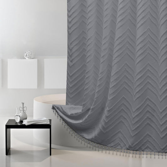 Extra Long Shower Curtains 72 x 78 Inches Tufted Chevron Light Gray Shower Curtains Fabric for Bathroom Modern Shabby Chic Waterproof Cloth Shower Curtain