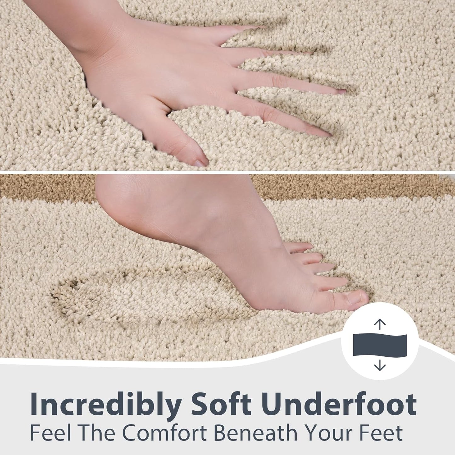 Bathroom Rugs 30" x 60", Non-Slip Extra Soft Absorbent Bath Rugs, Machine Washable Quick Dry Bath Mats for Bathroom Floor, Shower, Bathtub and Sink, Beige & Grayish Brown