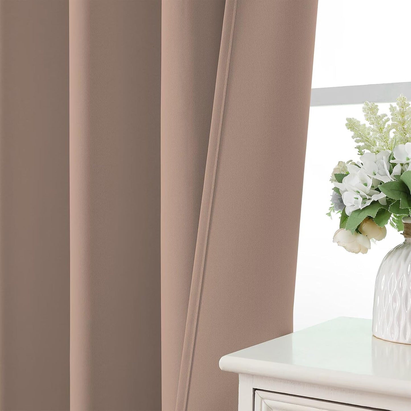 CUCRAF Khaki Blackout Curtains 90 inch Length 2 Panels Set, Rod Pocket Room Darkening Drapes for Bedroom Living Room, Insulated Thermal Light Blocking Window Curtain (W52 x L90 Inch)