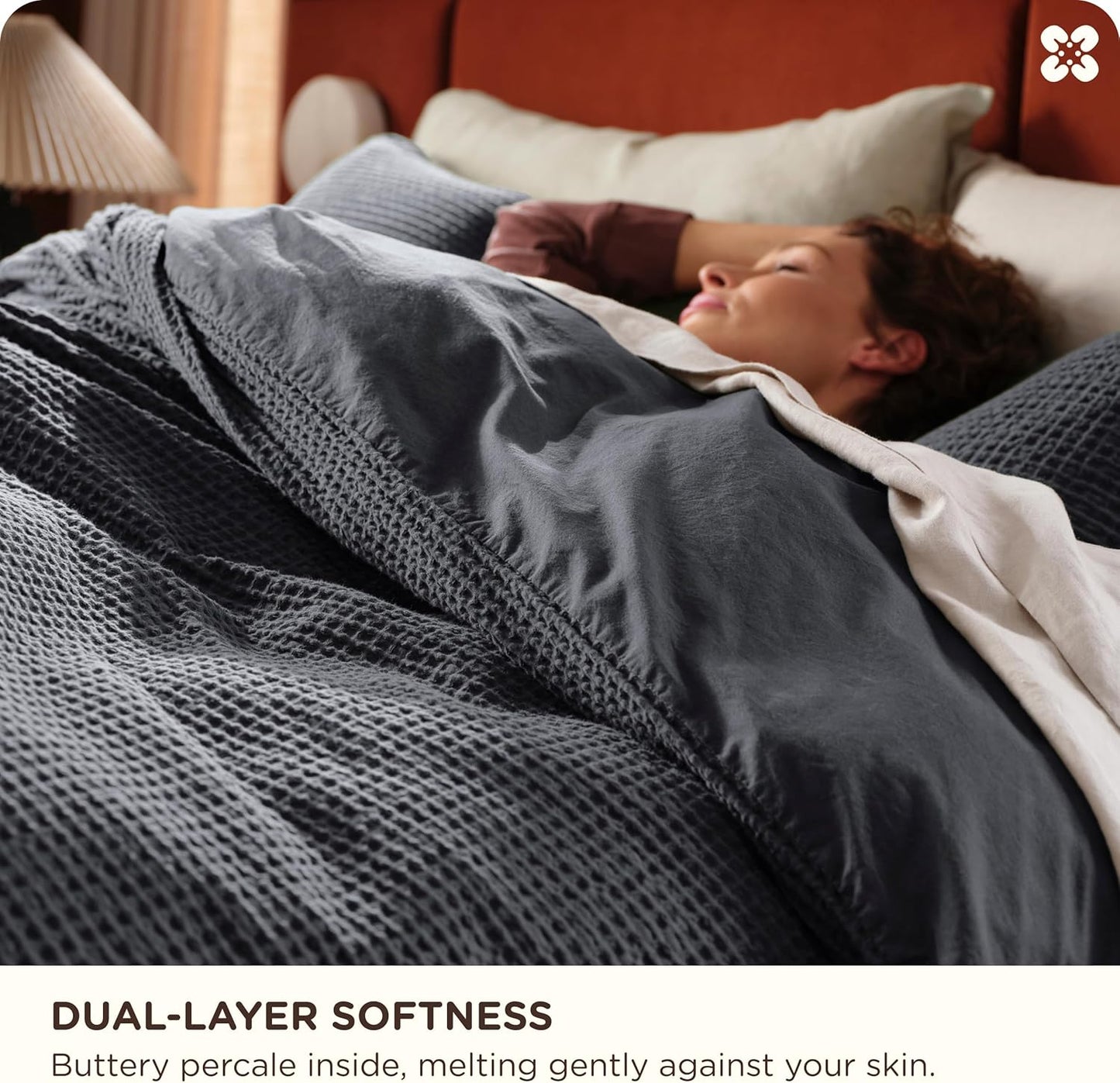 Bedsure Cotton Duvet Cover Full - 100% Cotton Waffle Weave Charcoal Duvet Cover Set, GentleSoft™ and Breathable Bedding Set for All Season, 3 Pieces, 80"x90"