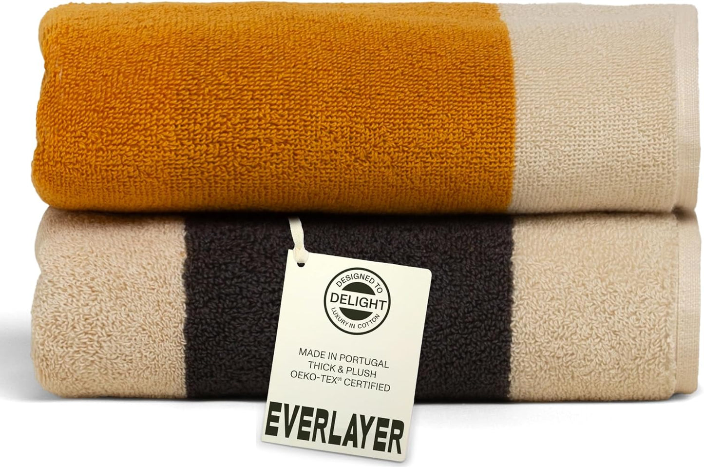 Towels - Ultra Soft, Thick and Plush, Reversible - 2 PC Luxury Hand Towels (16"x 28"), 550 GSM,100% Combed Cotton, Made in Portugal, Perfect for Home and Bathroom,Amber Charcoal-Janus