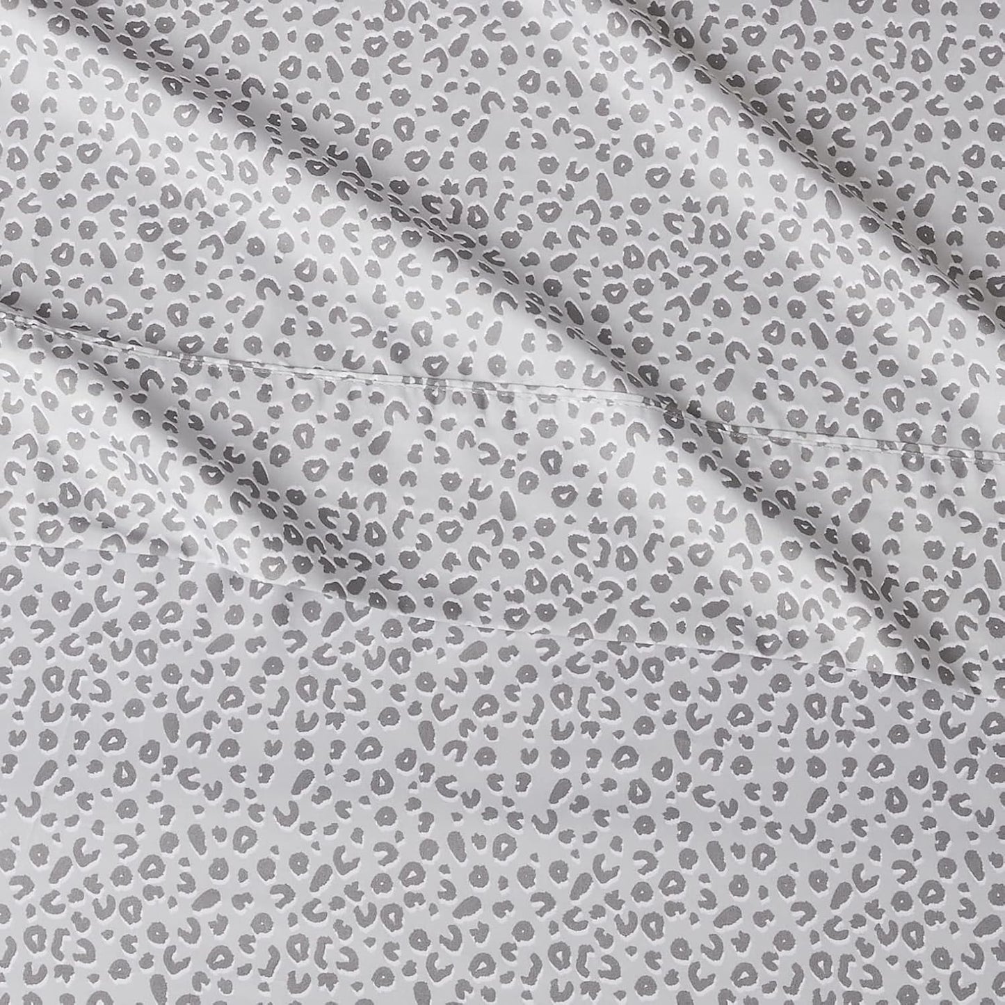 Amazon Basics Lightweight Super Soft Easy Care Microfiber 4 Piece Bed Sheet Set With 14-inch Deep Pockets - Full, Gray Cheetah,Printed