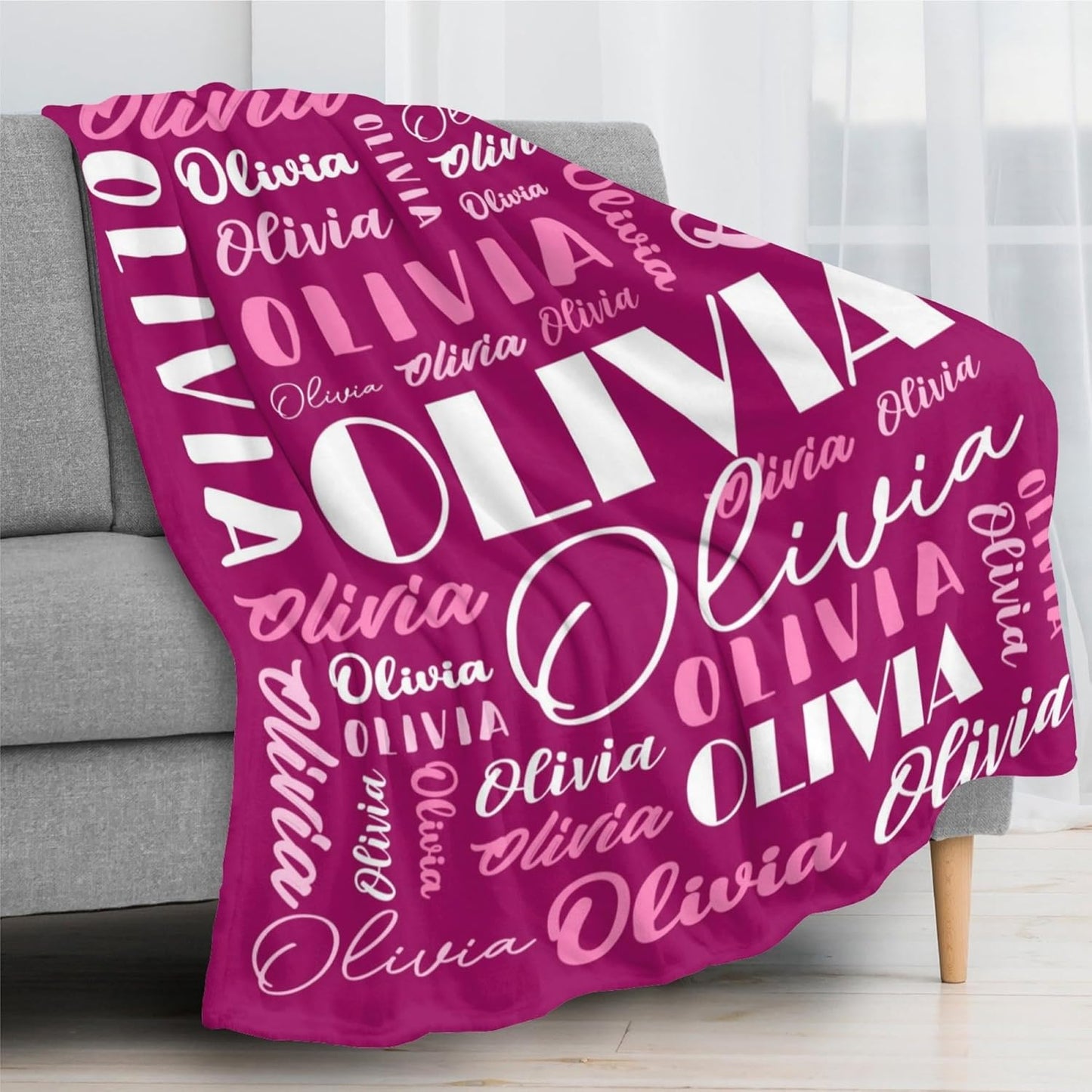 Name Blanket Personalized Blanket for Adult Kids Flannel Customize Throw Blanket Custom (Color 30, 30 x 40 Inches)
